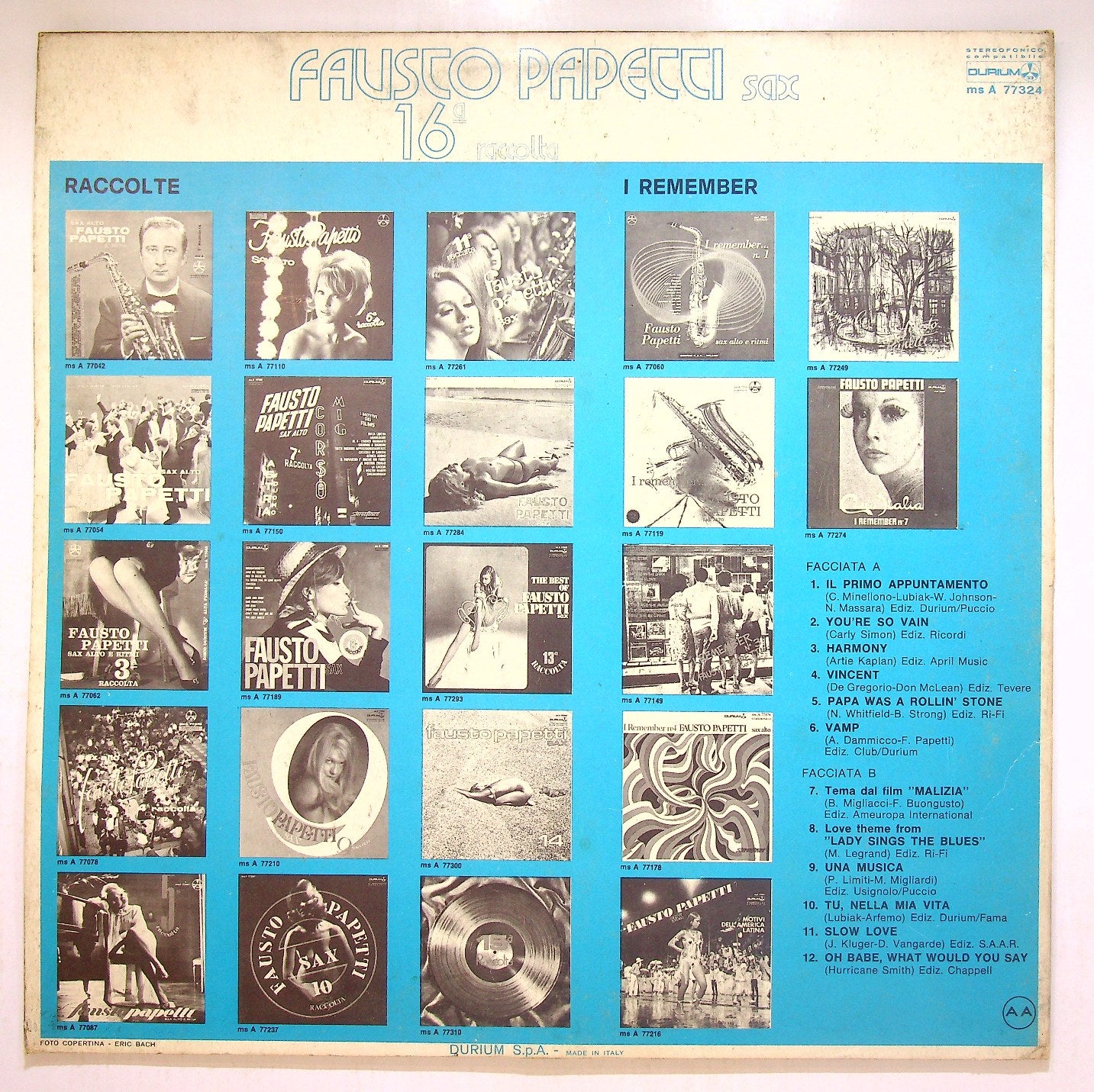 EBOND Fausto Papetti - 16a Raccolta Vinile V114091