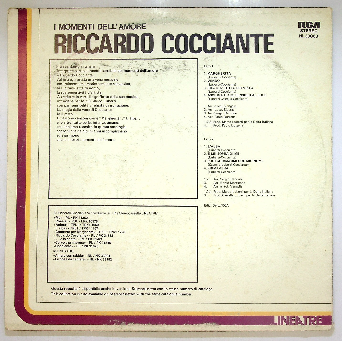 EBOND Riccardo Cocciante - I Momenti Dell'Amore Vinile V116064