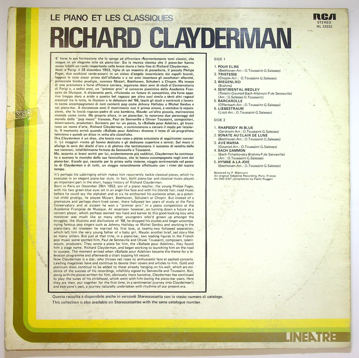 EBOND Richard Clayderman - Le Piano Et Les Classiques Vinile V118010