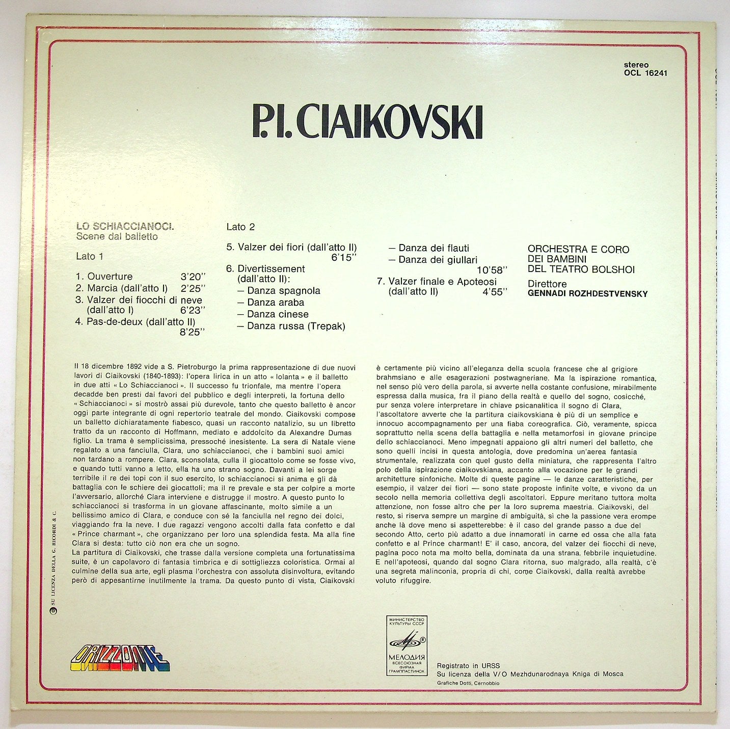 EBOND P. I. Ciaikovski - Lo Schiaccianoci - Scene dal Balletto Vinile V118052