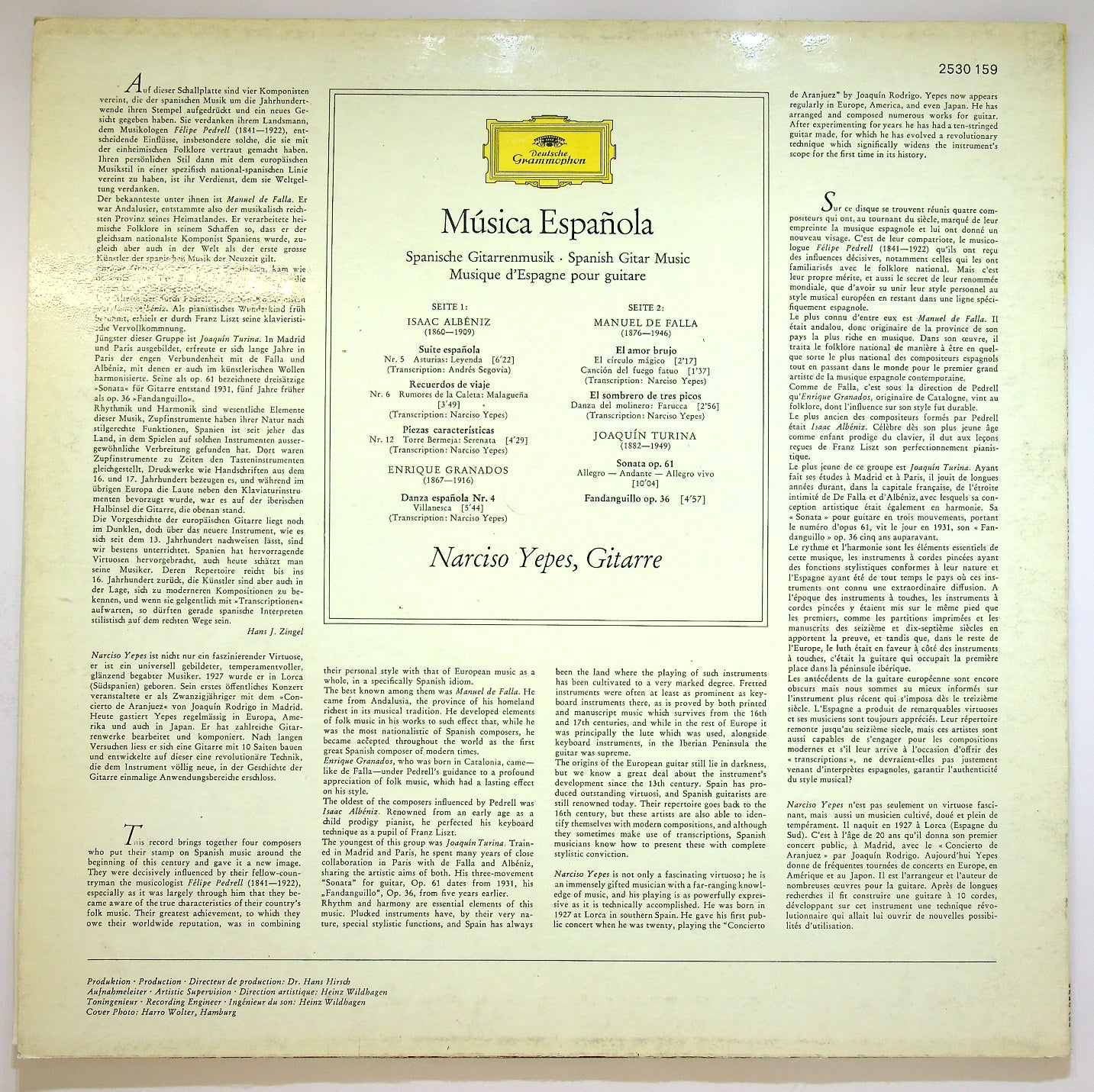 EBOND De Falla - Turina - Narciso Yepes - Musica Espanola Vinile V118054