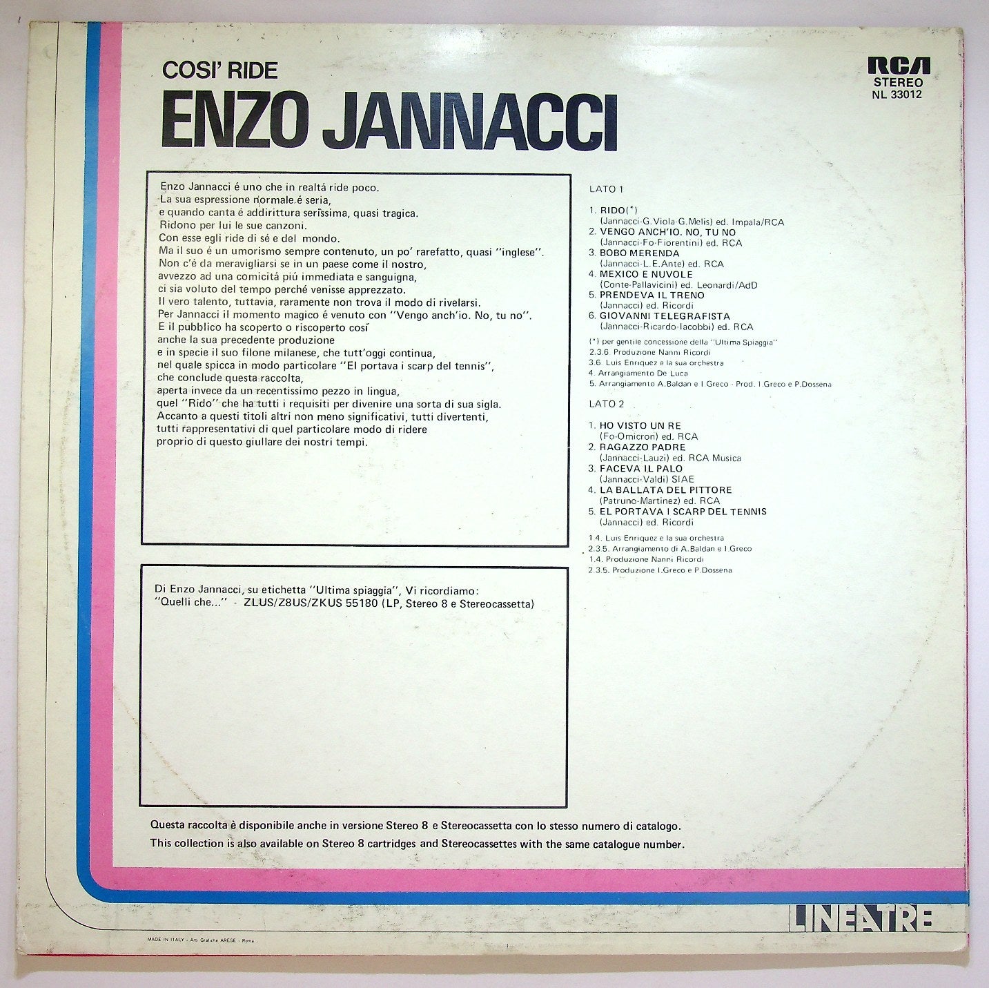 EBOND Enzo Jannacci - Cosi Ride Vinile V118090