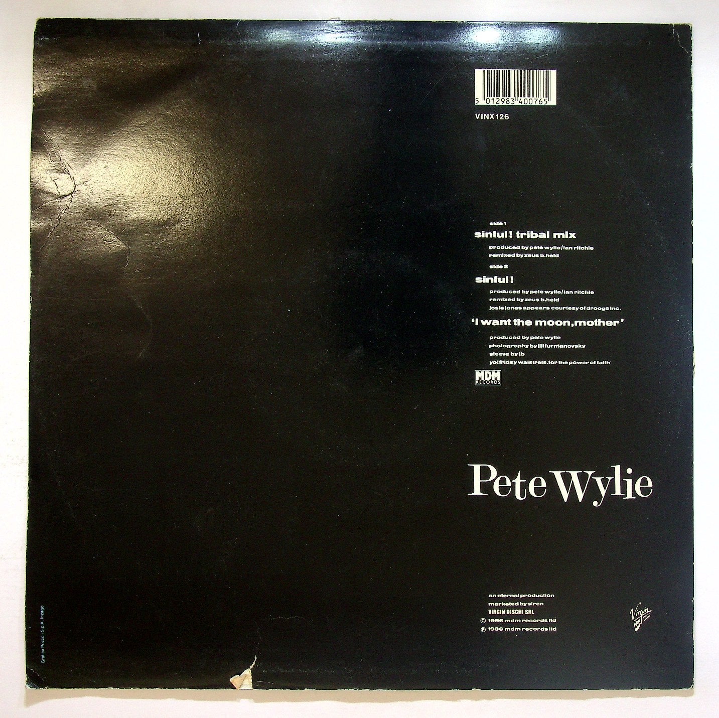 EBOND Pete Wylie And The Oedipus Wrecks - Sinful! (Tribal Mix) Vinile V119076