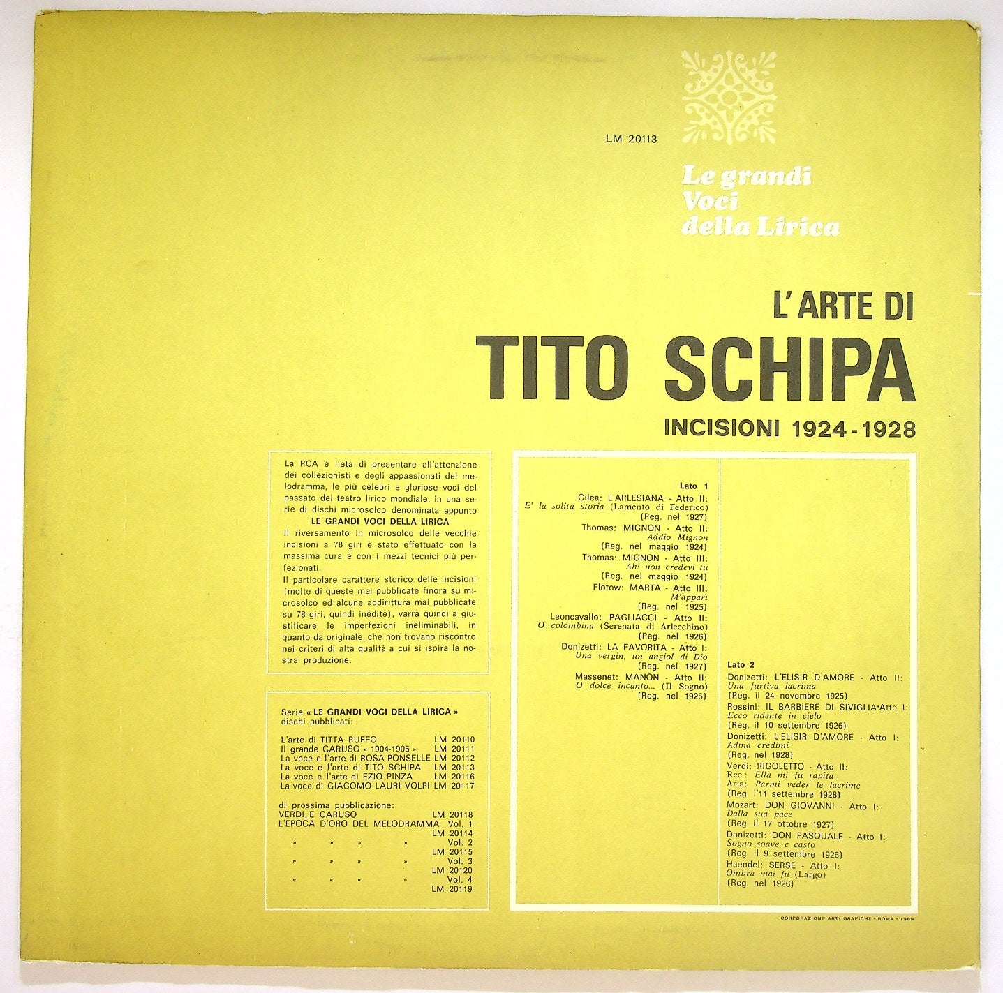 EBOND Tito Schipa - L'Arte di Tito Schipa Incisioni 1924-1928 Vinile V120148