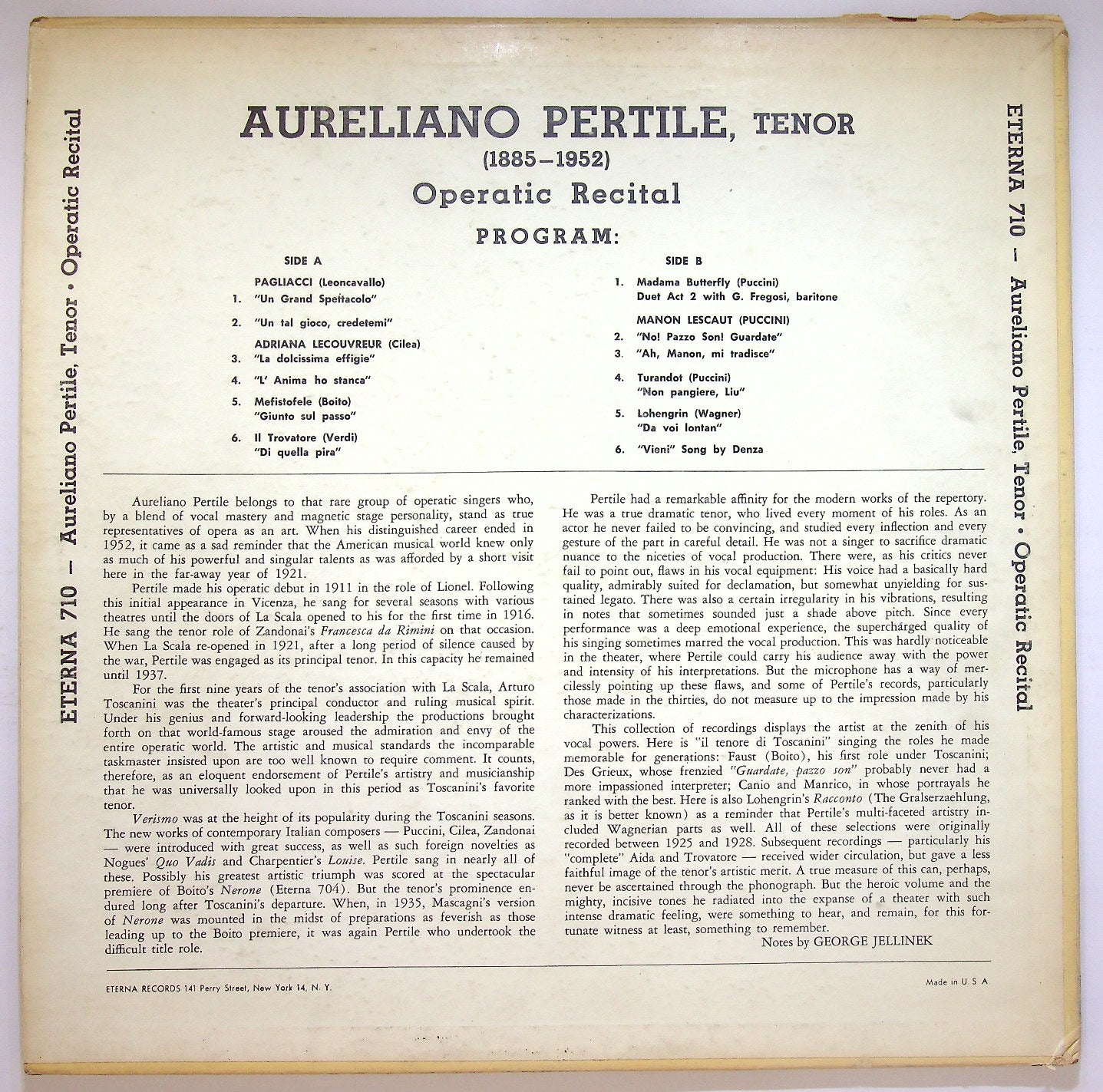 EBOND Aureliano Pertile - Operatic Recital Vinile V121003