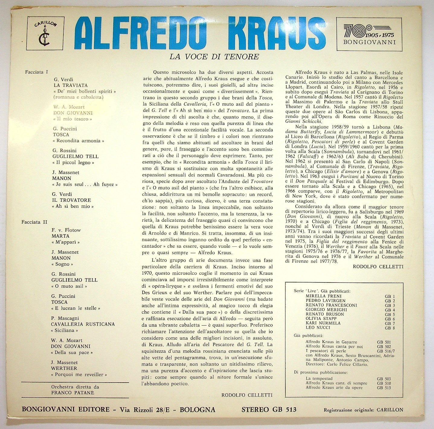 EBOND Alfredo Kraus - Alfredo Kraus: La Voce Di Tenore Vinile V121018