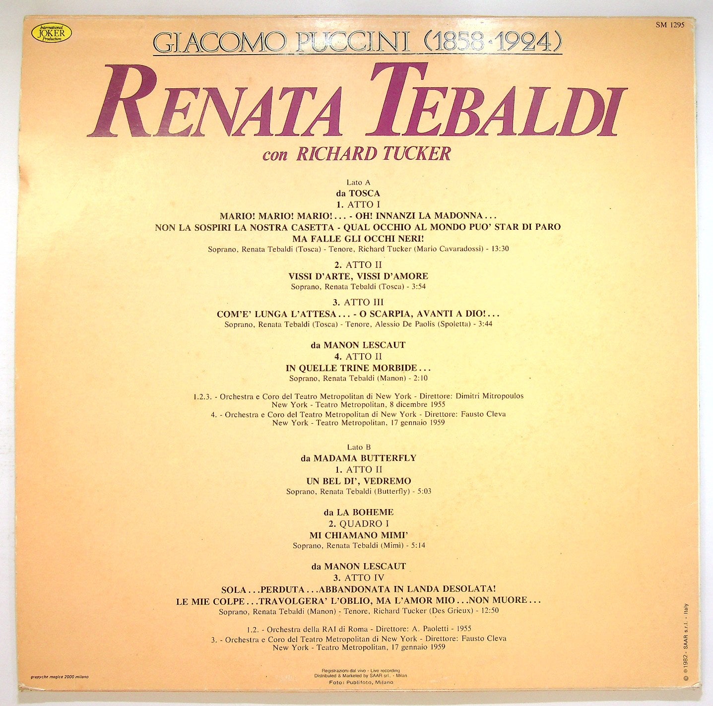 EBOND Renata Tebaldi - Canta Puccini Vinile V121020