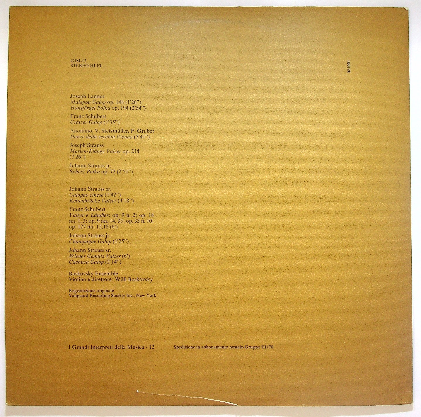 EBOND Willi Boskovsky - Danze Della Vecchia Vienna Vinile V121022