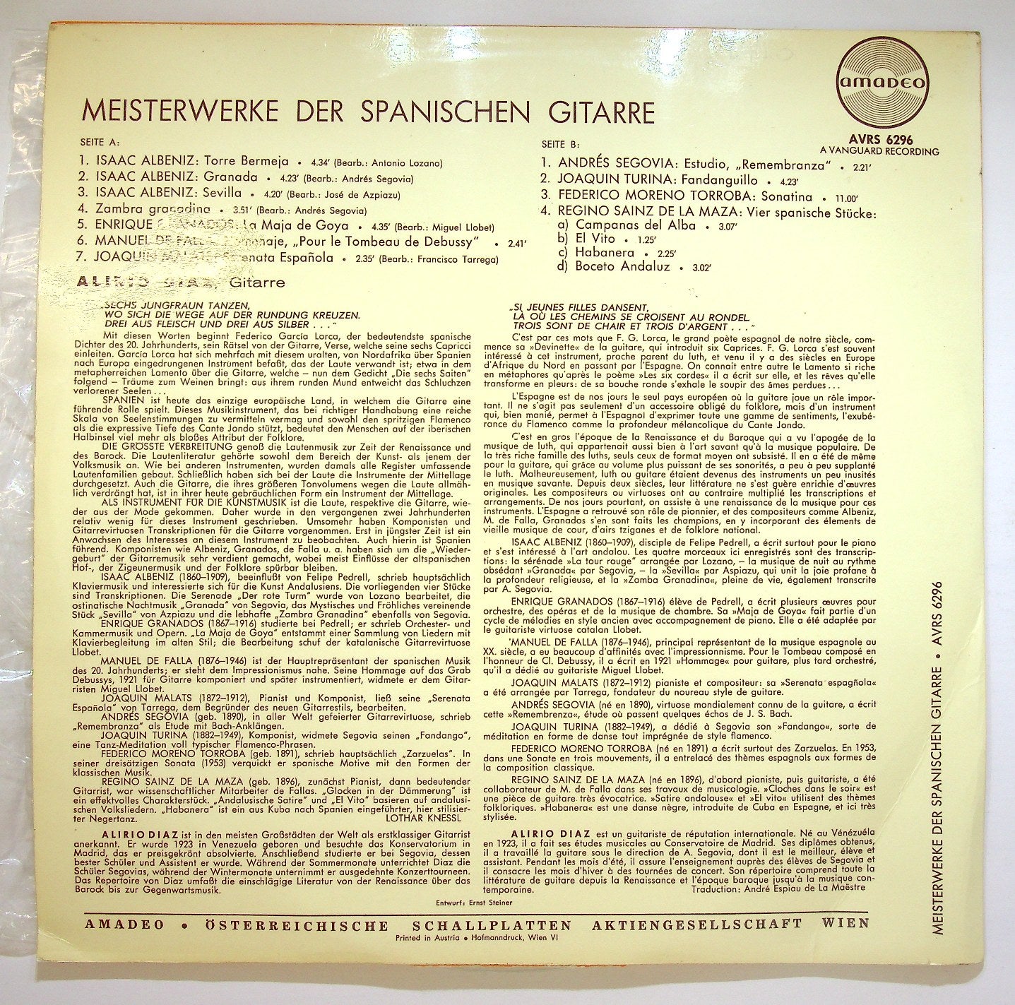 EBOND Alirio Diaz - MeisterWerke Der Spanischen Gitarre Vinile V121039