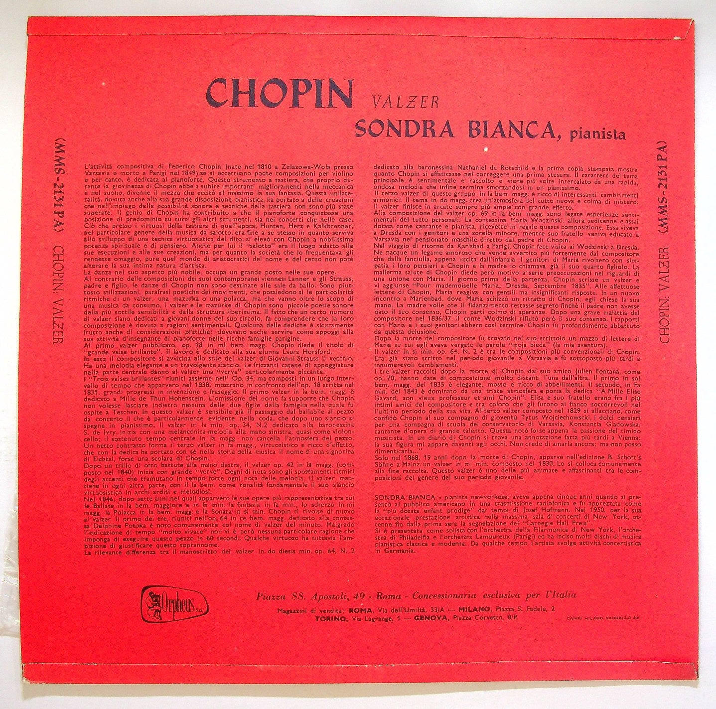 EBOND Chopin - Sondra Bianca - Valzer Vinile V121047