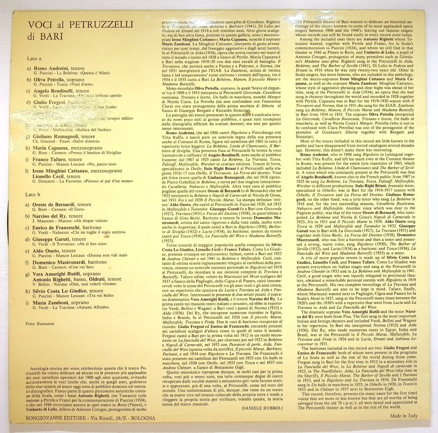 EBOND Il Mito Dell' Opera - Voci al Petruzzelli di Bari Vinile V121052