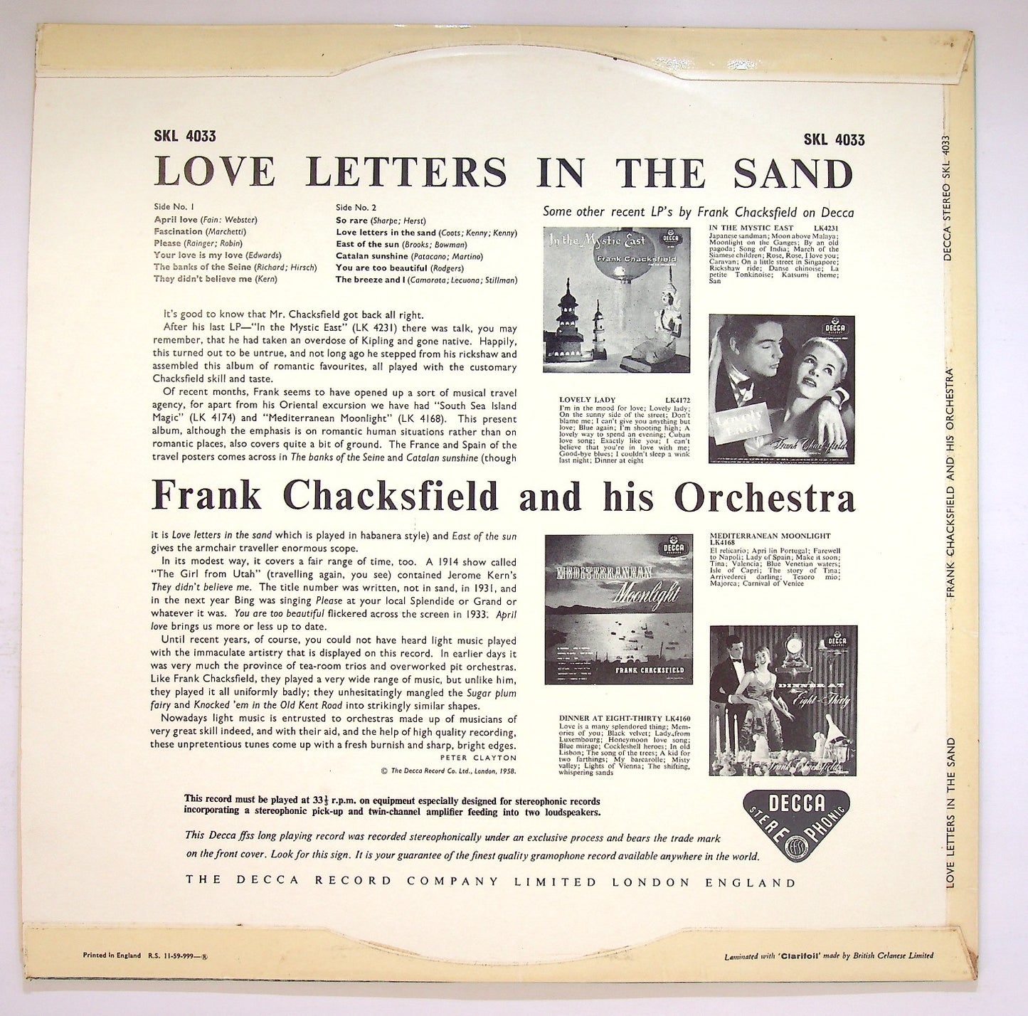 EBOND Frank Chacksfield - Love Letters In The Sand... Vinile V121076