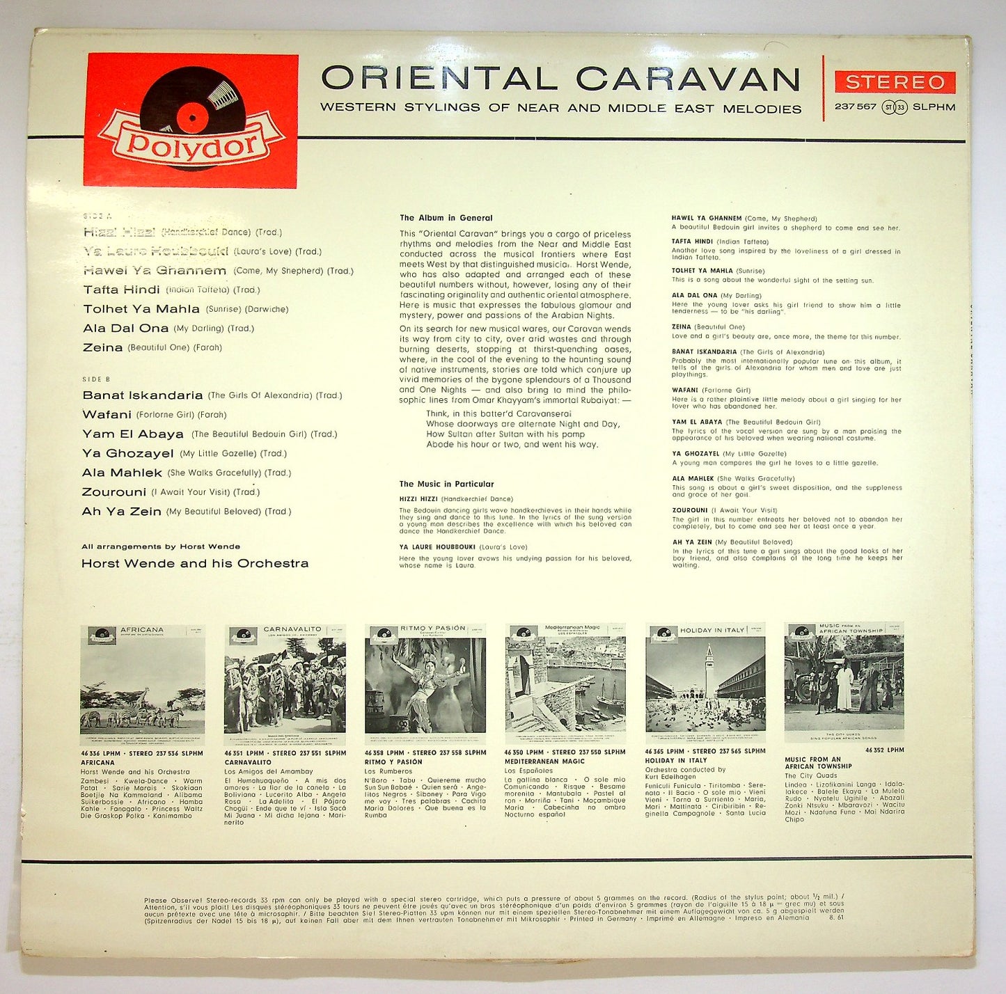 EBOND Horst Wende And His Orchestra - Oriental Caravan Vinile V121097