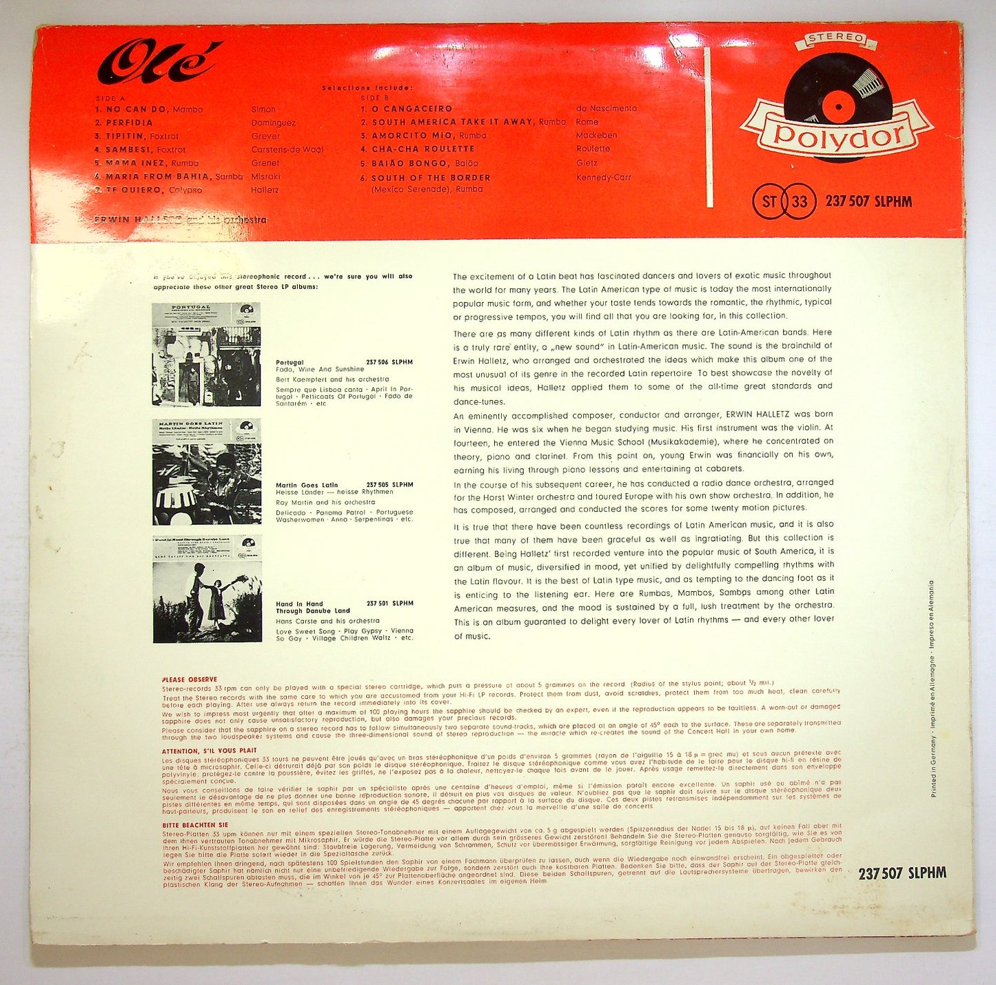 EBOND Erwin Halletz And His Orchestra - Ole Vinile V121099