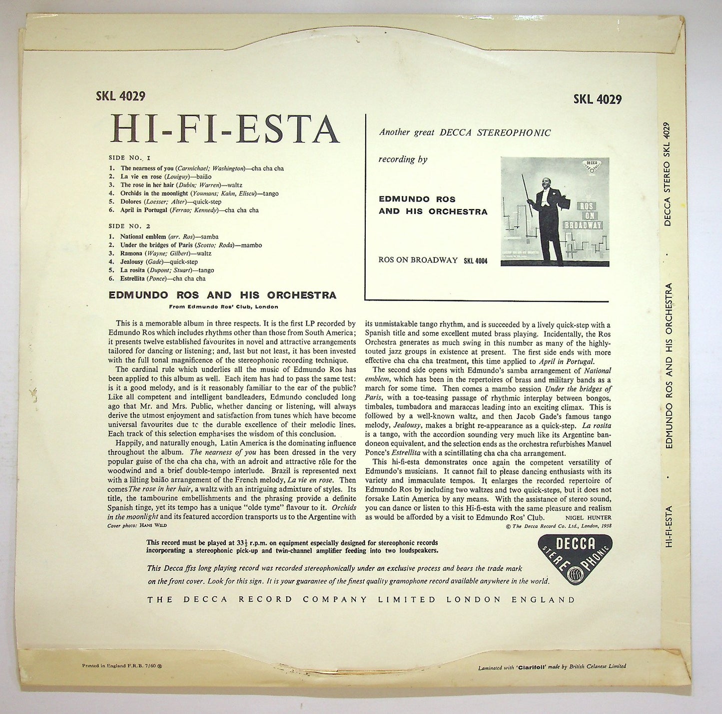 EBOND Edmundo Ros And His Orchestra - Hi Fi-esta Vinile V121108