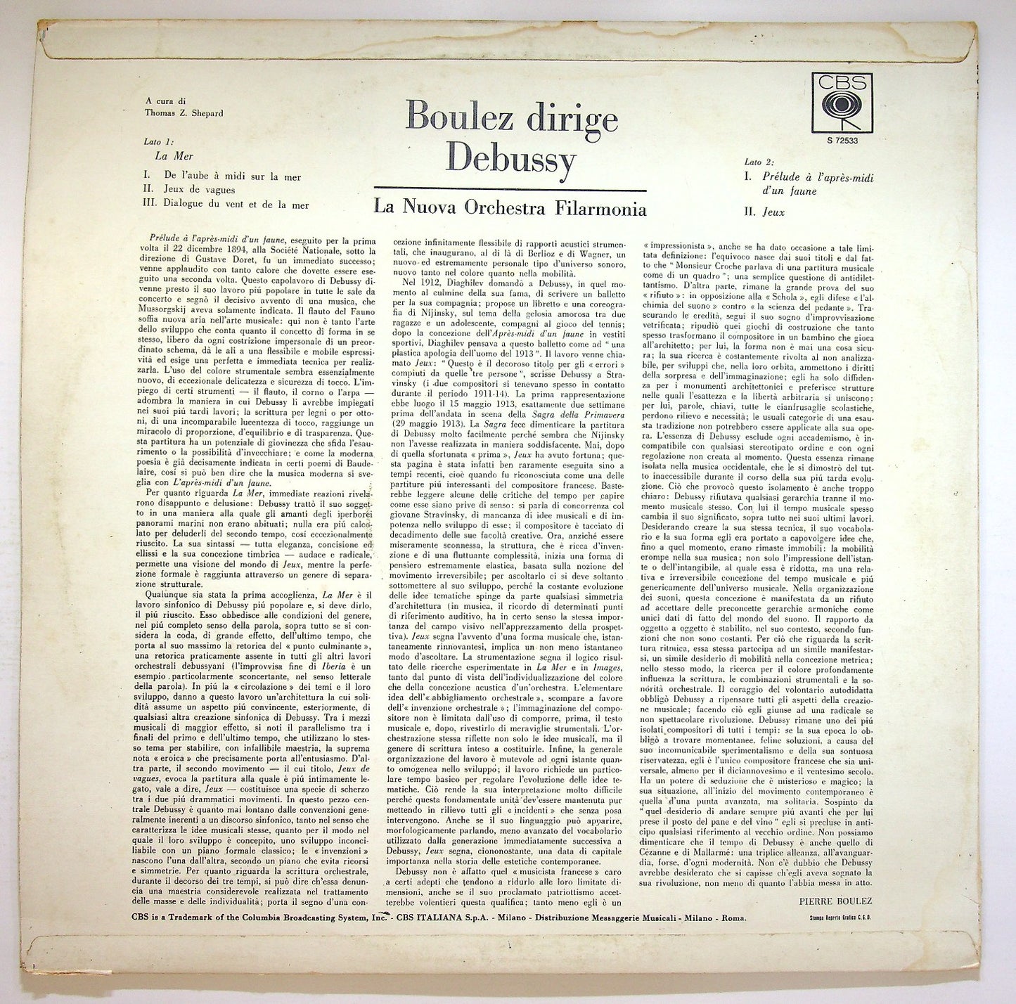 EBOND Boulez Dirigiert Debussy - La Mer - L'Apres-Midi D'un Faune Vinile V121123
