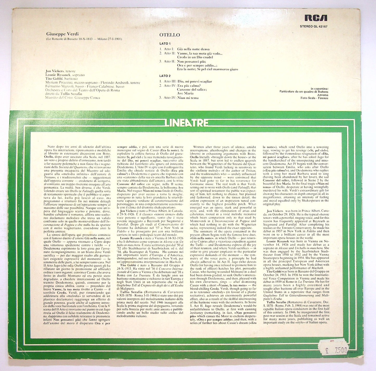 EBOND Giuseppe Verdi - Jon Vickers - Brani Scelti Da Otello Vinile V121148
