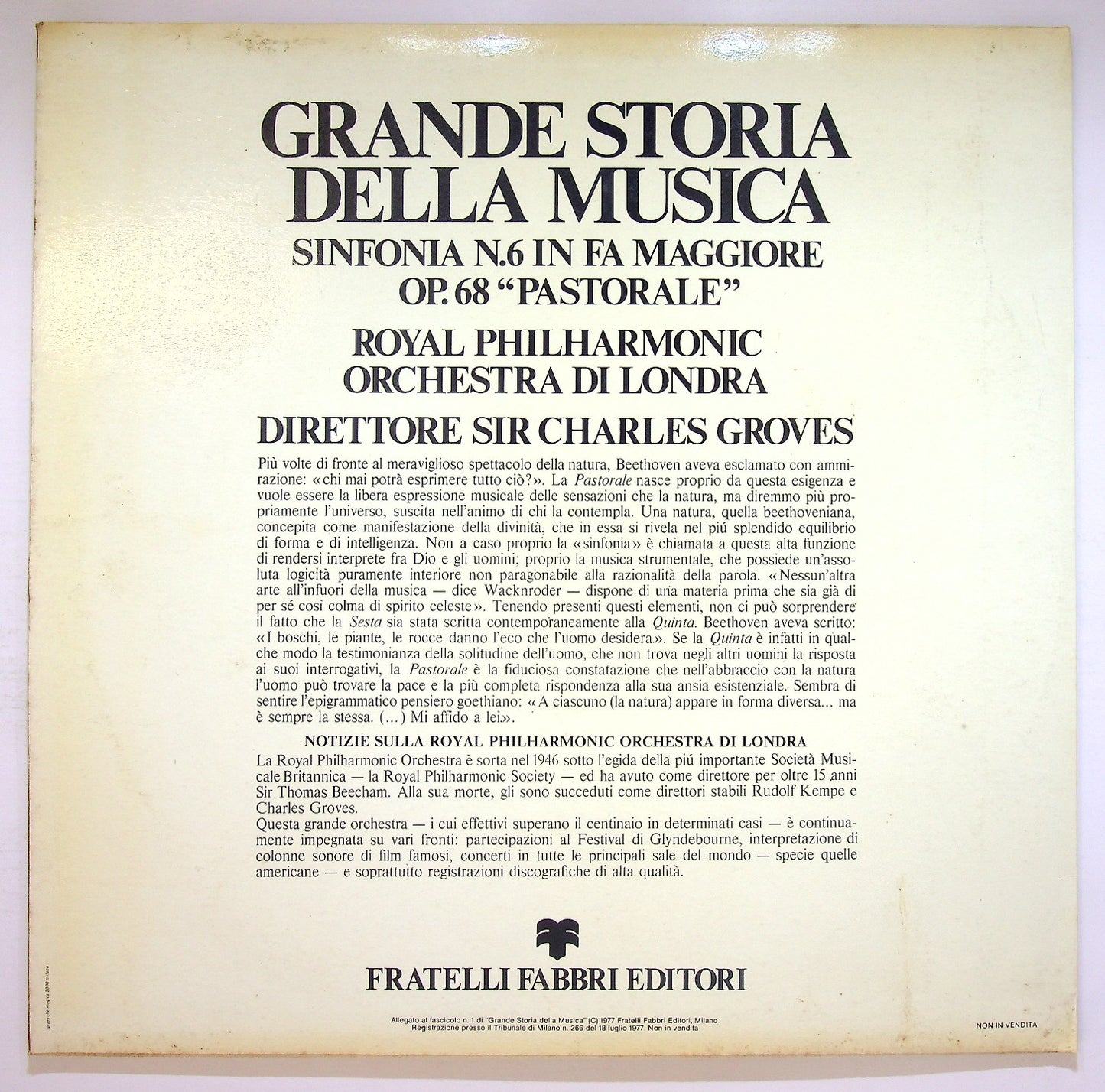 EBOND Beethoven - Sinfonia N. 6 Op.68 In Fa Maggiore Pastorale Vinile V121149
