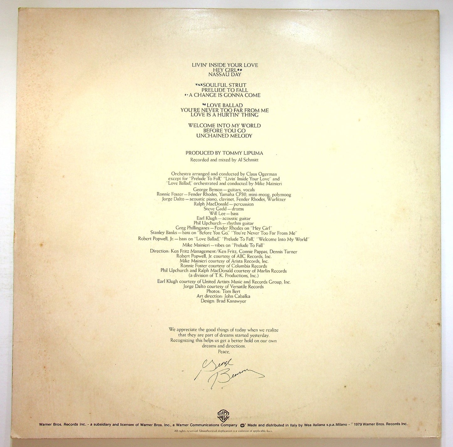 EBOND George Benson - Livin' Inside Your Love Vinile V122055