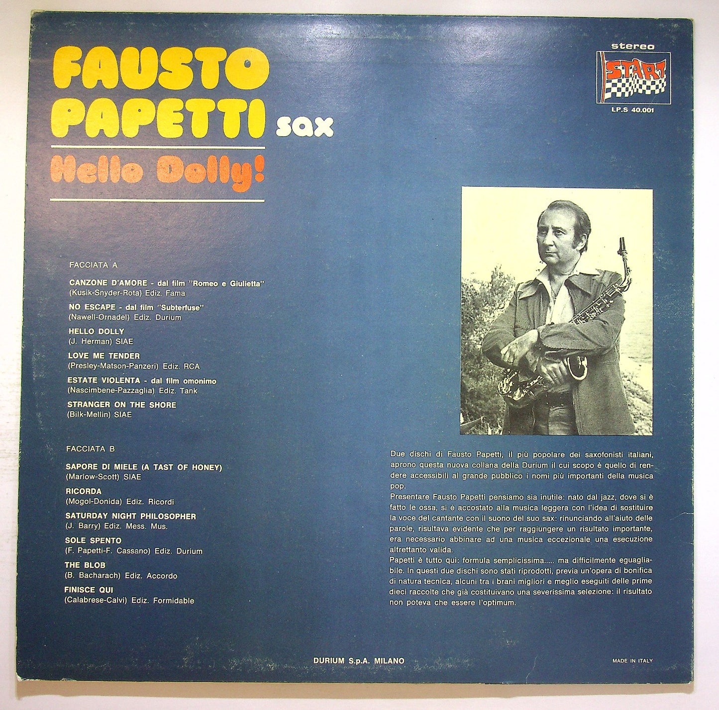 EBOND Fausto Papetti - Hello Dolly! Vinile V122130