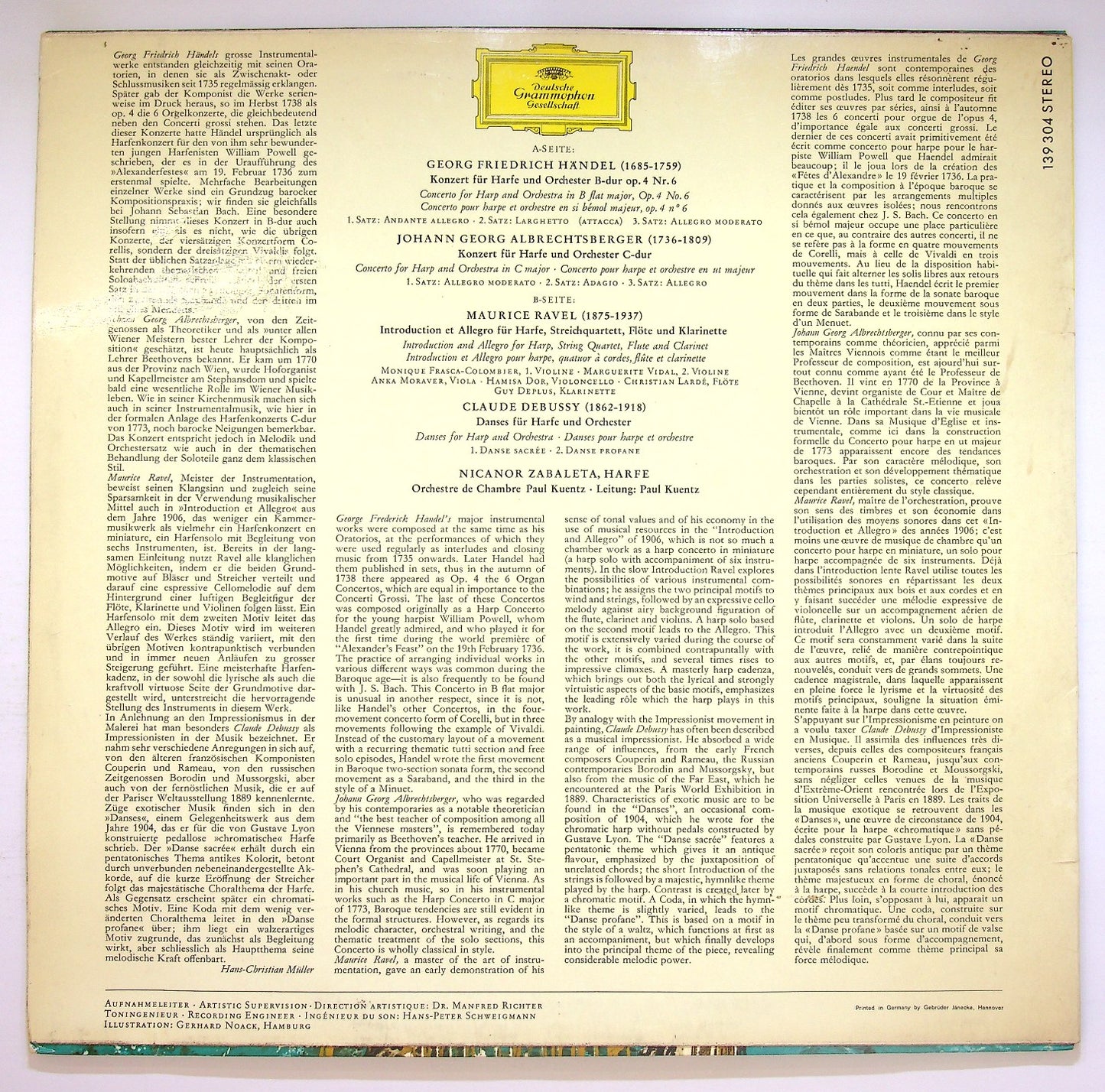EBOND Nicanor Zabaleta - Ravel - Werke Fur Harfe Und Orchester Vinile V123007