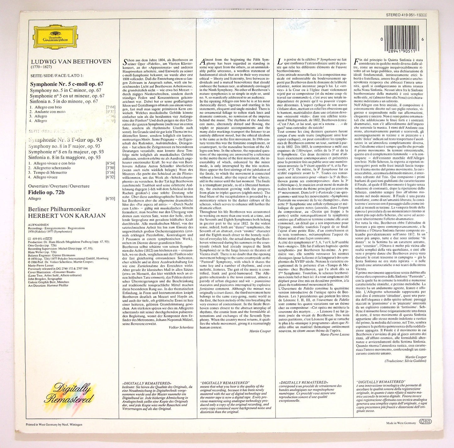 EBOND Ludwig van Beethoven - Symphonien Nr. 5 & 8 Vinile V123010