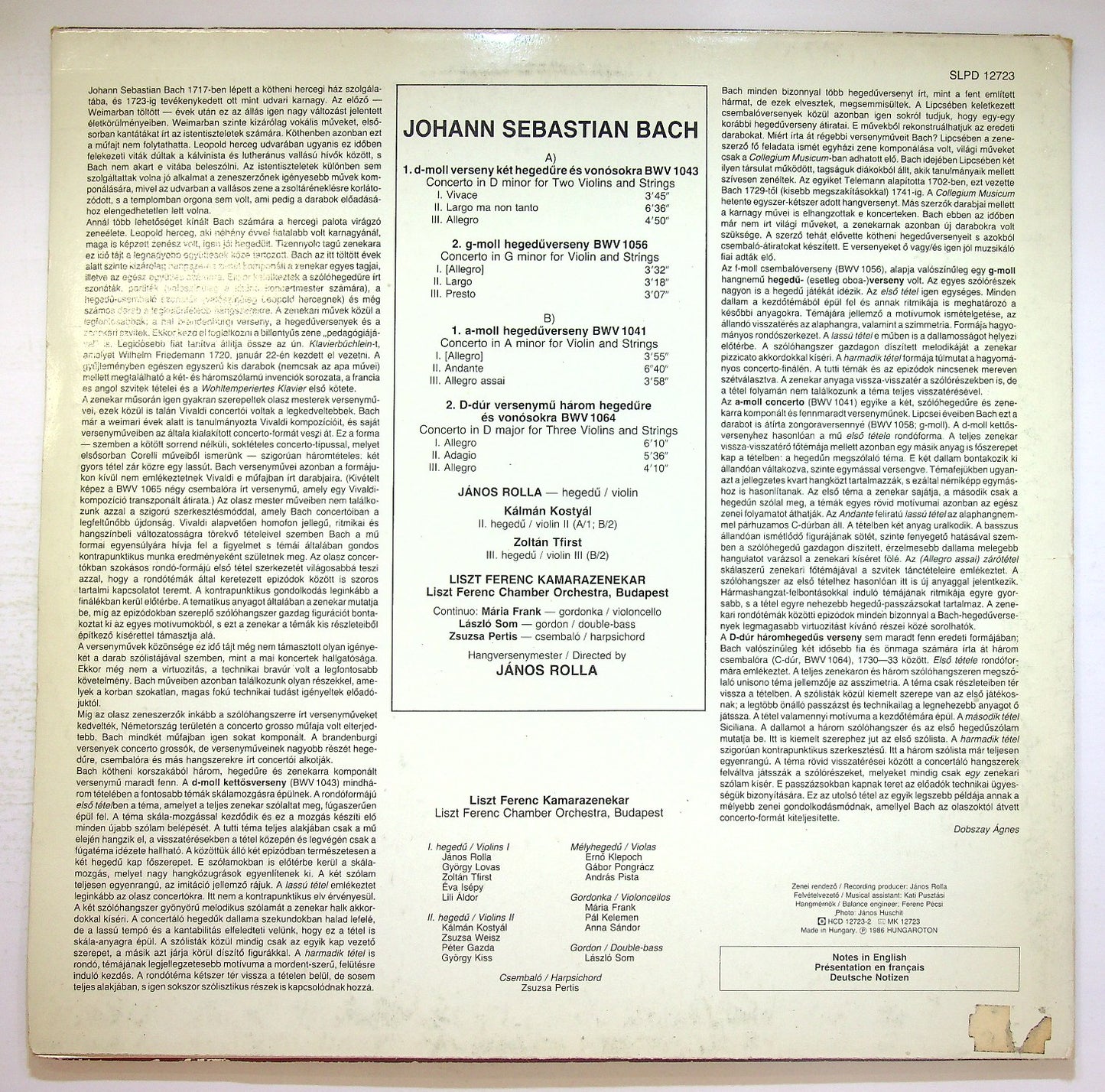 EBOND J. S. Bach - Concertos For 1, 2 And 3 Violins Vinile V123097