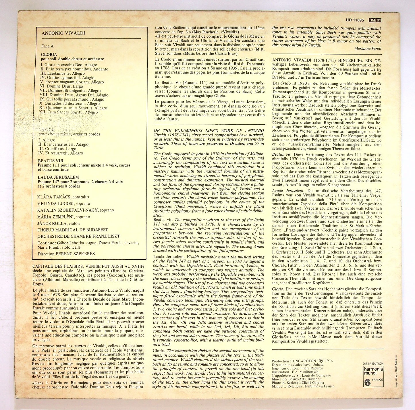 EBOND Vivaldi - Credo / Beautus Vir / Lauda Jerusalem / Gloria Vinile V123107