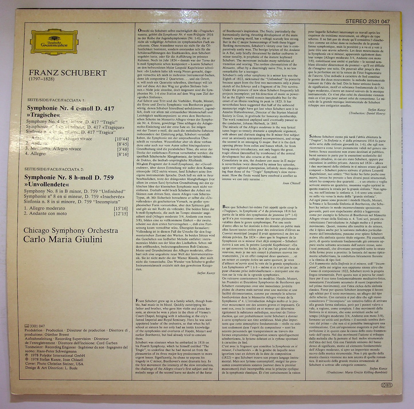 EBOND Schubert - Symphonien No.8 ''Unvollendete''-''Unfinisched'' Vinile V123126