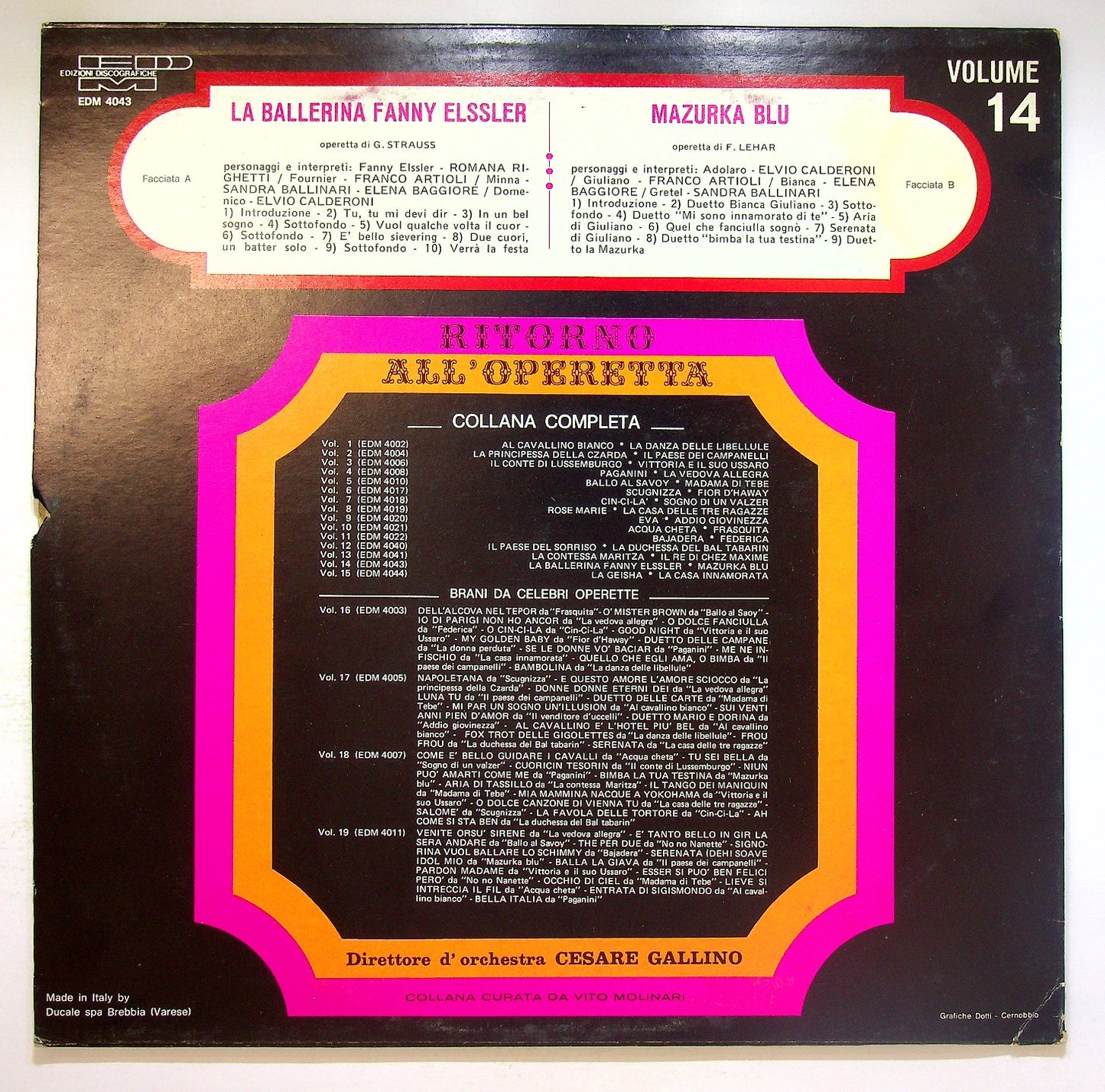 EBOND Cesare Gallino - Ritorno All'Operetta Volume 14 Vinile V124015