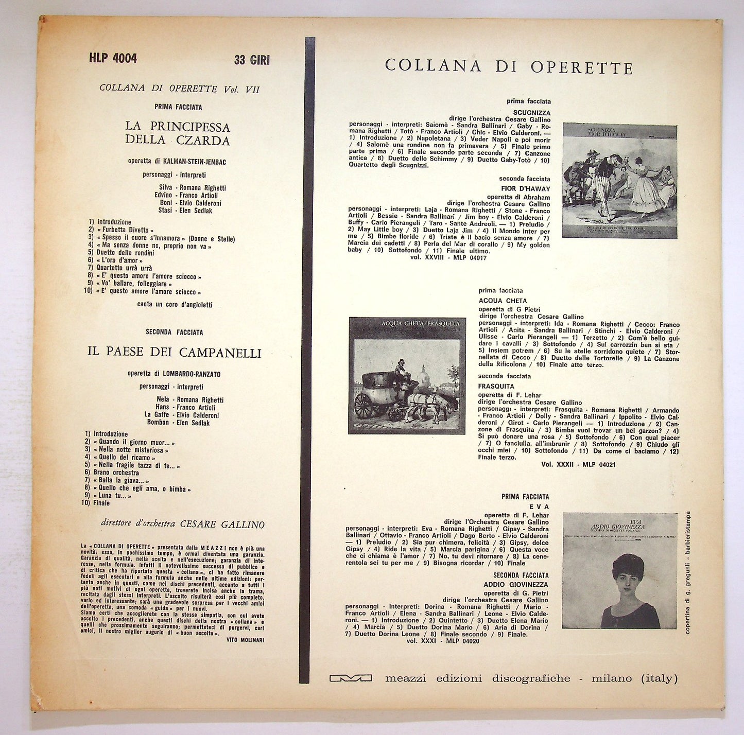 EBOND La Principessa della Czarda / Il Paese dei Capanelli Vinile V124019