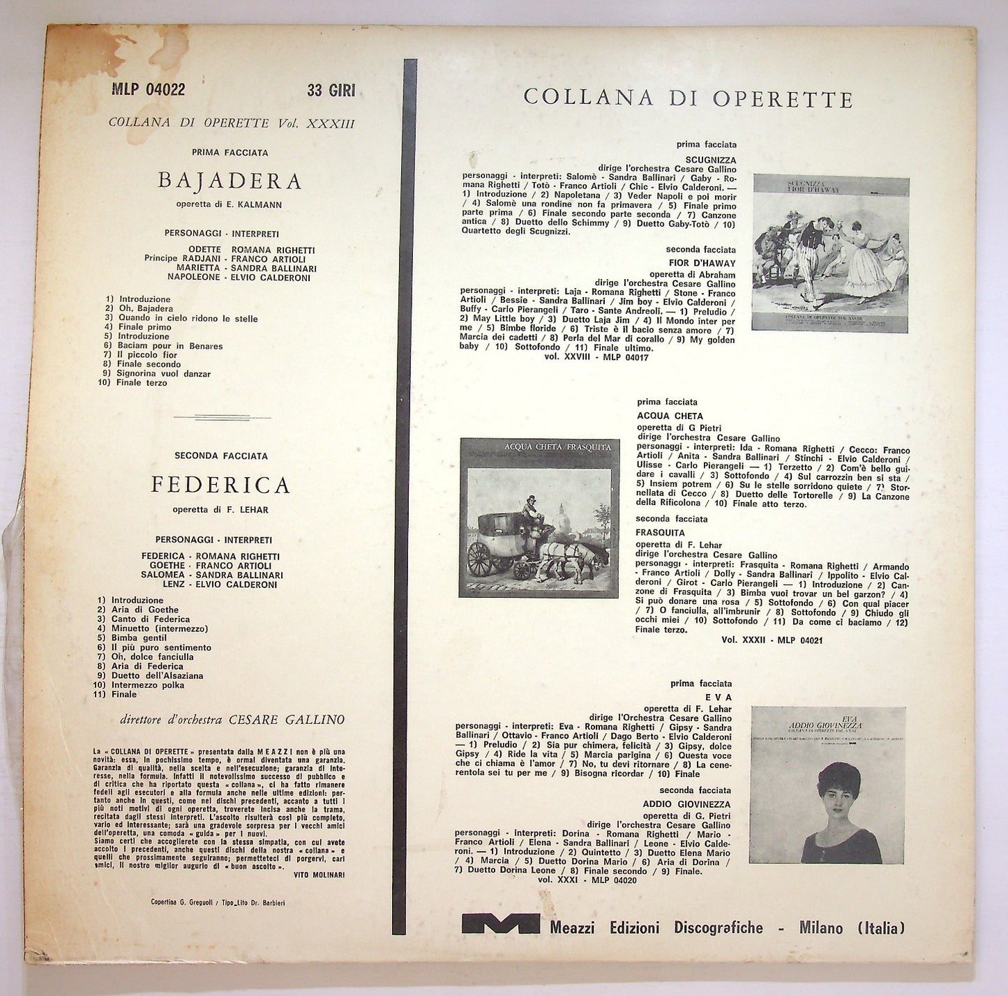 EBOND Cesare Gallino - La Bajadera / Federica Vinile V124021