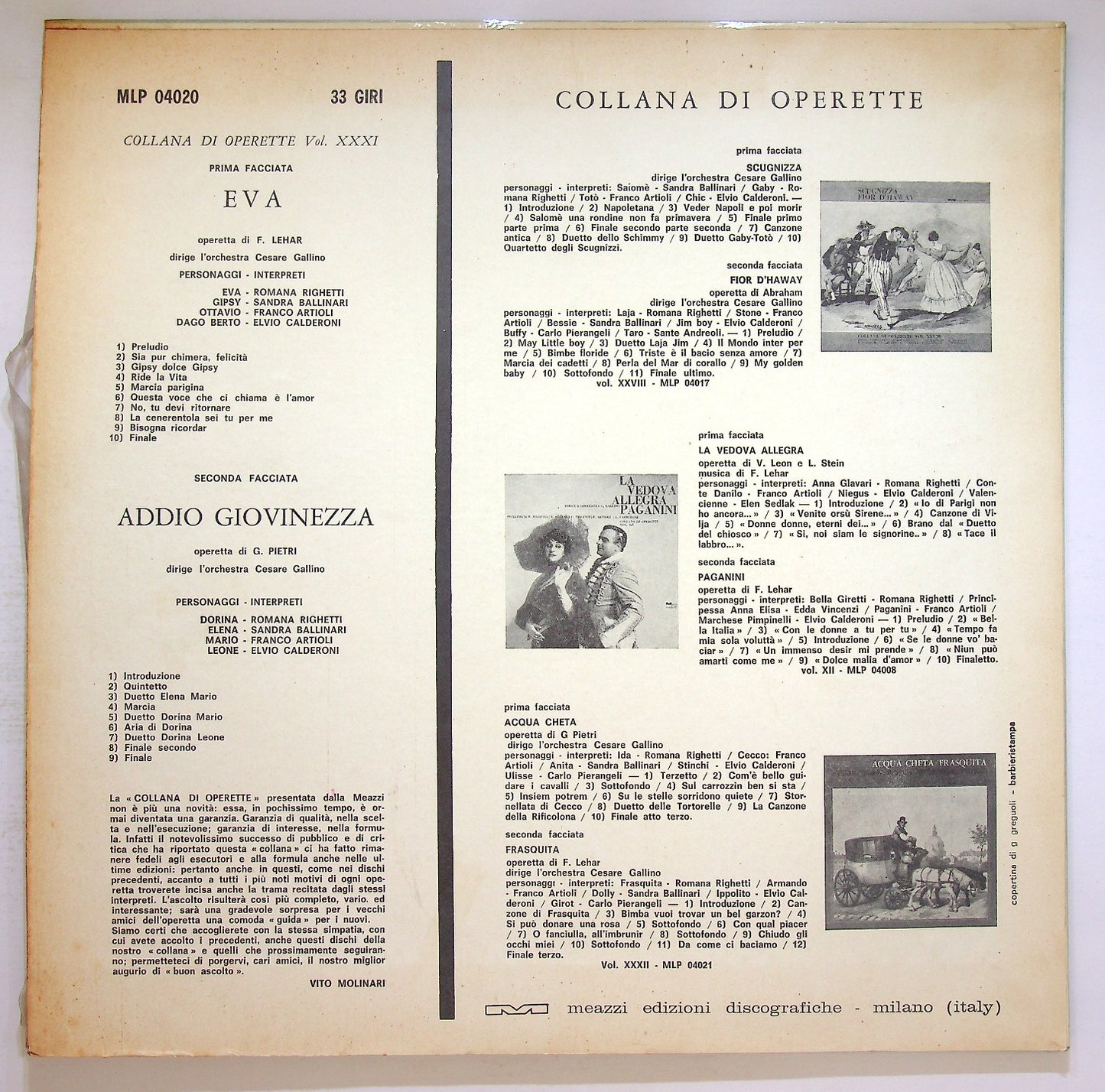 EBOND Cesare Gallino - Eva Addio Giovizezza Vinile V124023