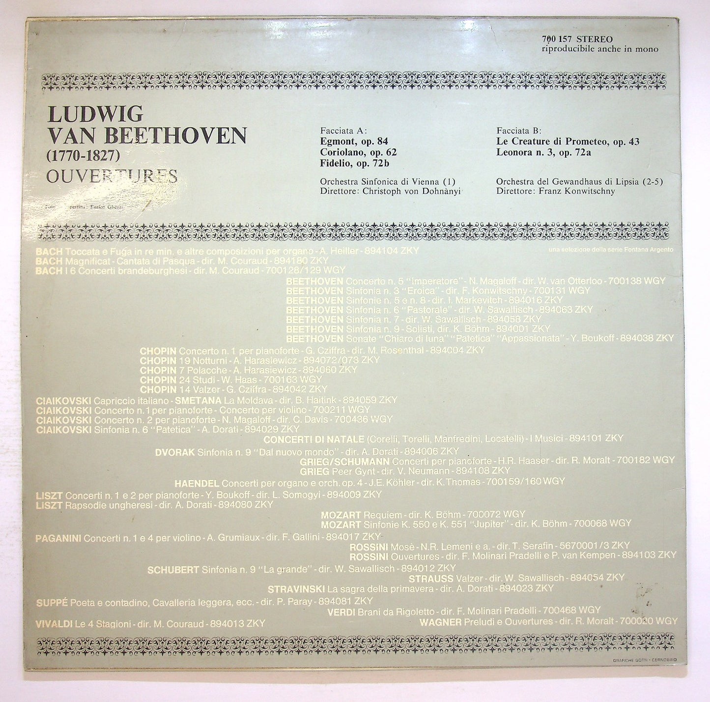 EBOND Ludwig Van Beethoven - Ouvertures Vinile V124031