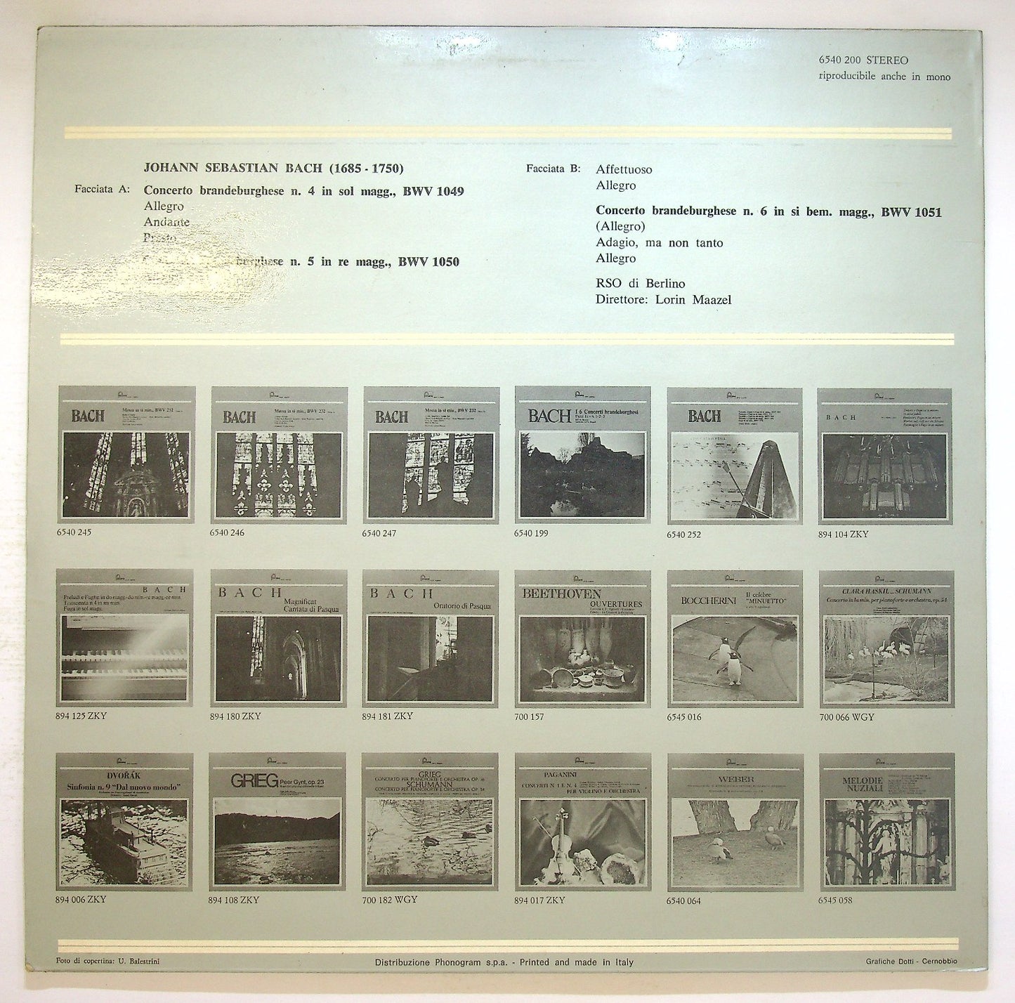 EBOND Bach - I 6 Concerti Brandeburghesi - Parte 2A - N. 4-5-6 Vinile V124033