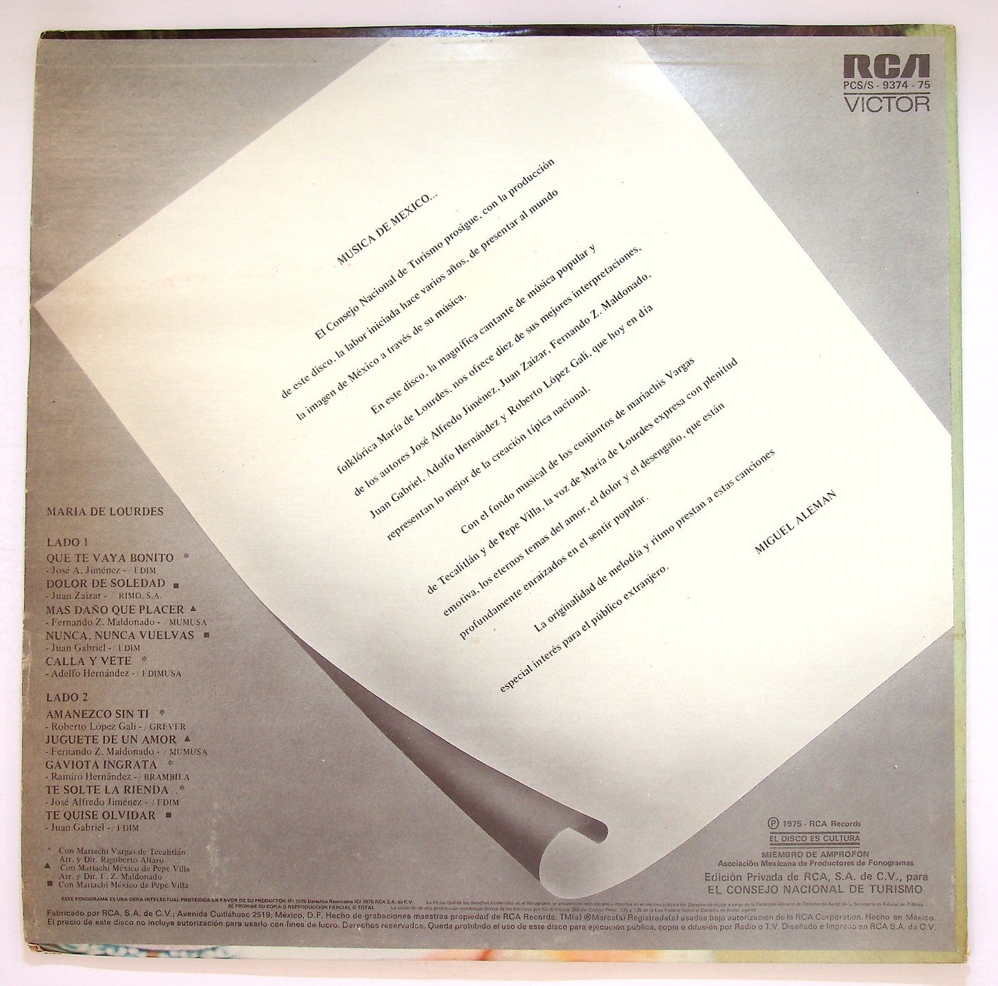 EBOND Maria De Lourdes - Musica De Mexico Vinile V125016