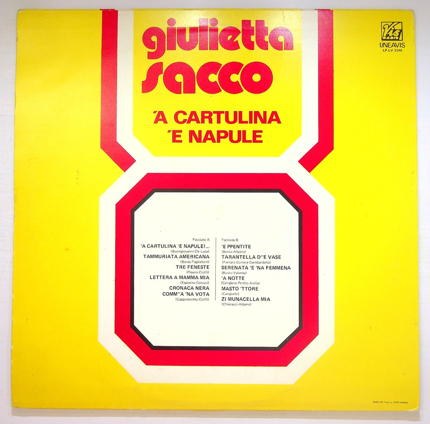 EBOND Giulietta Sacco - 'A Cartulina 'E Napule Vinile V125069