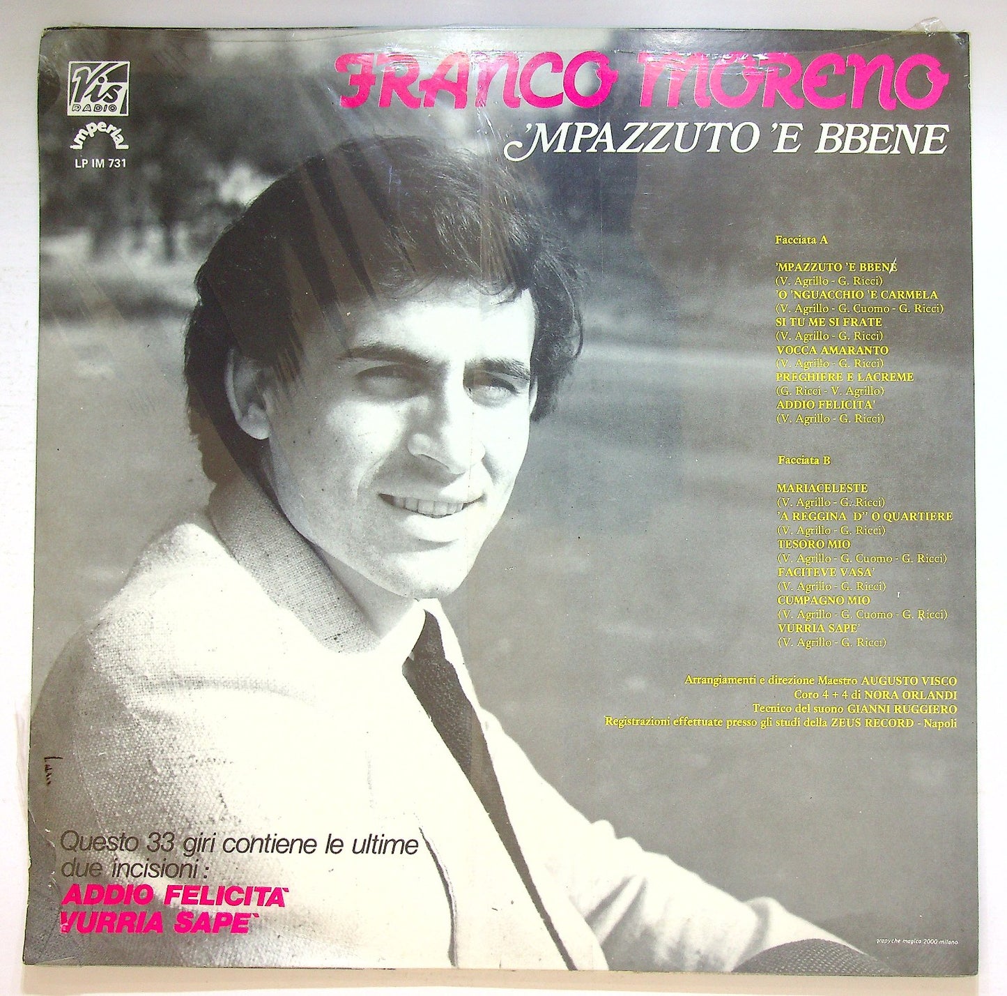 EBOND Franco Moreno - 'Mpazzuto 'E Bbene Vinile V125083