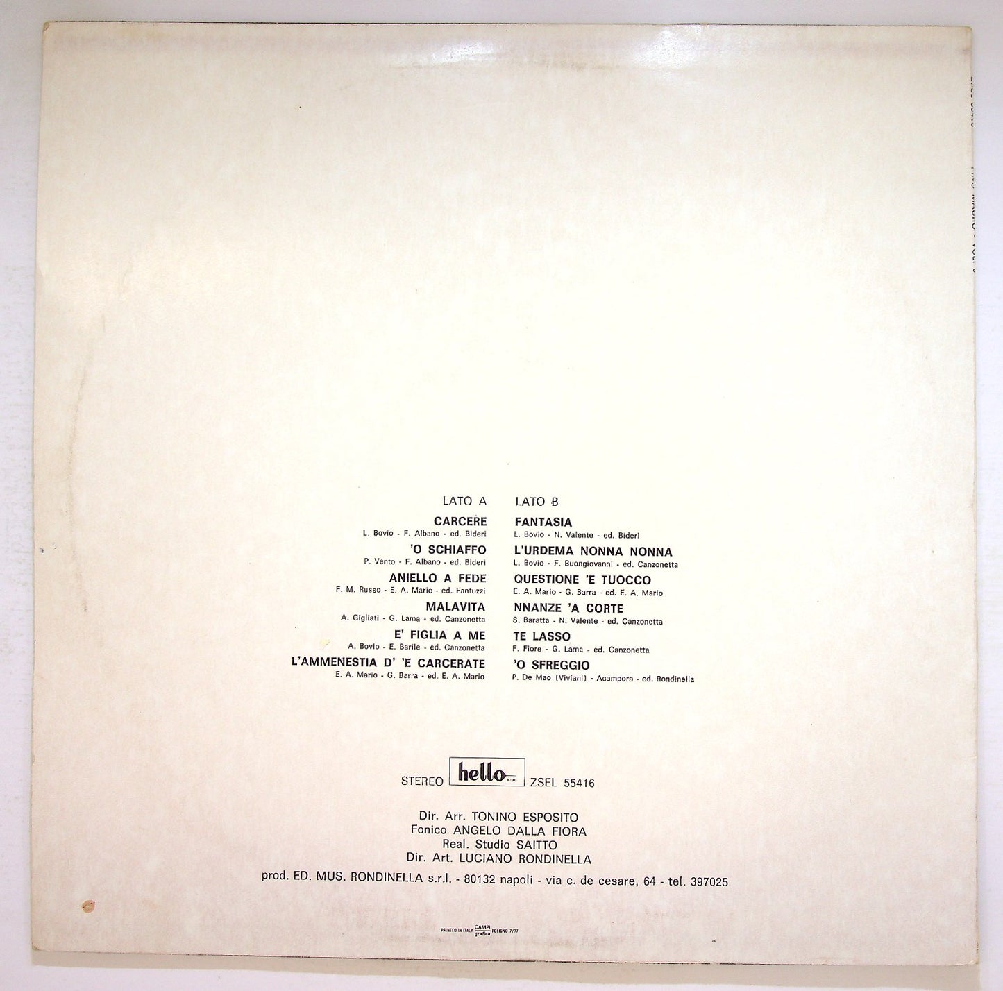 EBOND Pino Mauro - 'A Tirata Vinile V125108