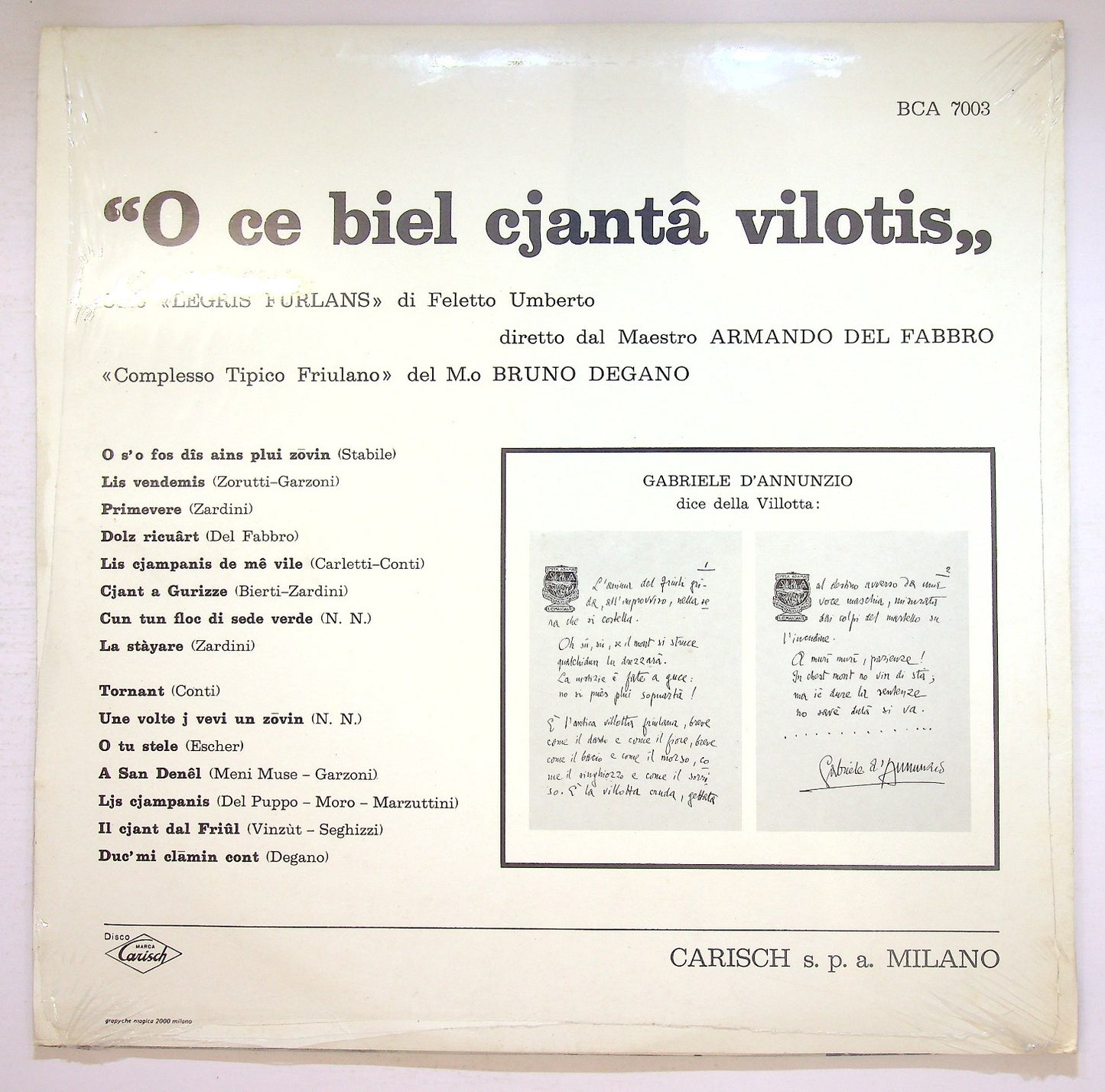 EBOND Feletto Umberto - O Ce Biel Cjanta Vilotis Vinile V125140