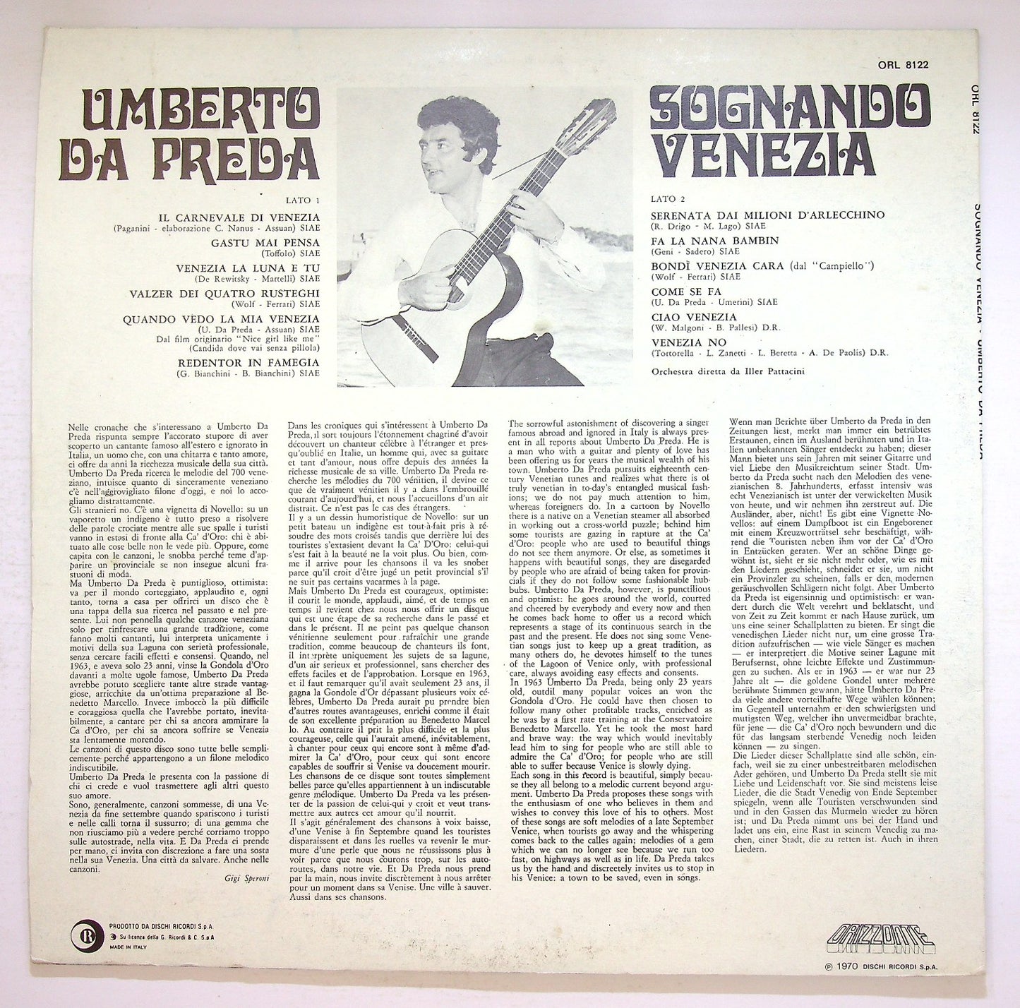 EBOND Umberto Da Preda - Sognando Venezia Vinile V125144