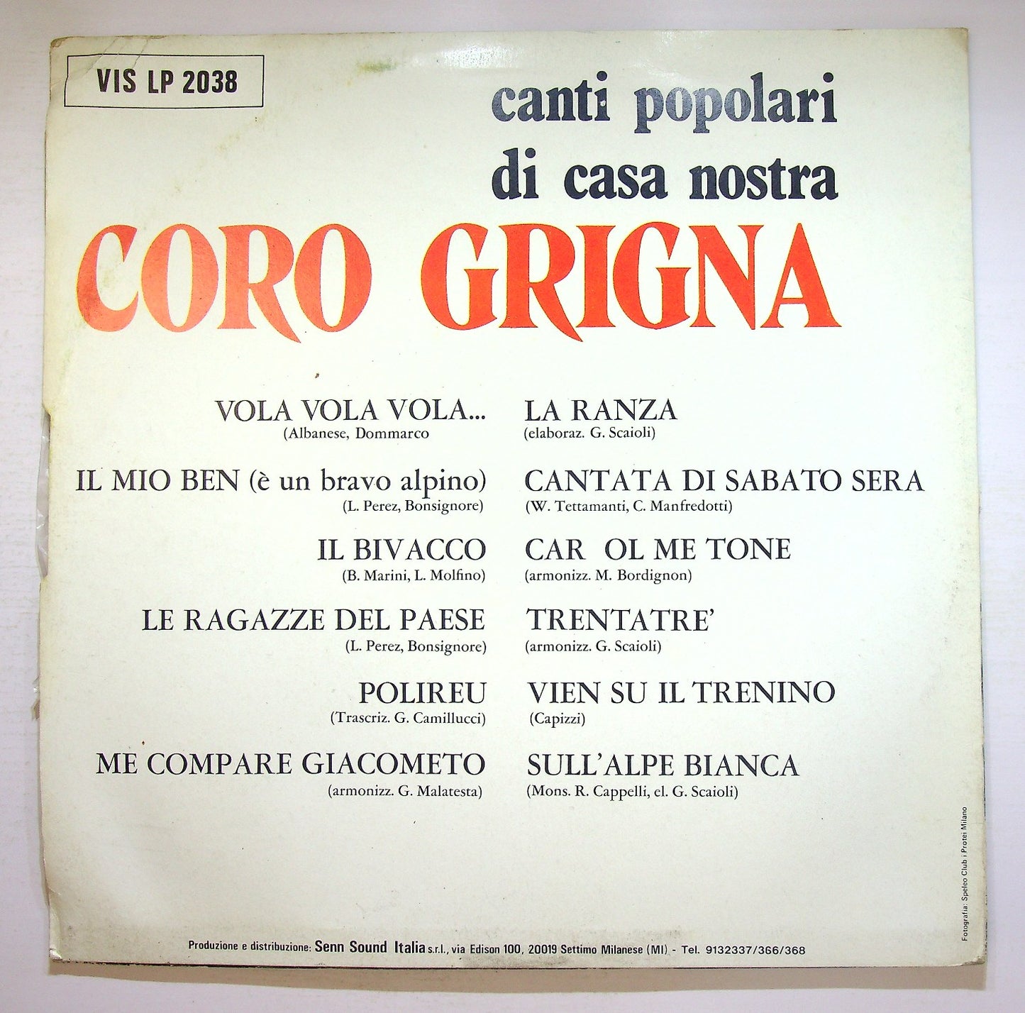 EBOND Coro Grigna - Canti Popolari di casa Nostra Vinile V126031
