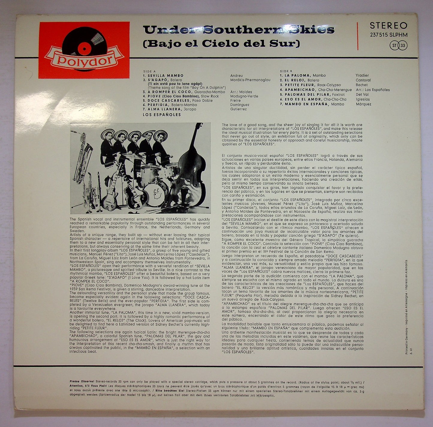 EBOND Los Espanoles - Under Southern Skies Vinile V126062