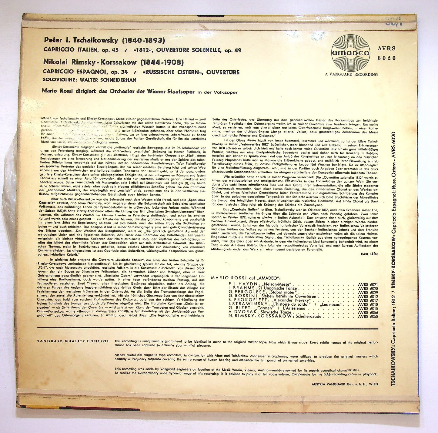 EBOND Tschaikowsky - Capriccio Italien 1812 Ouverture Solenelle Vinile V126101