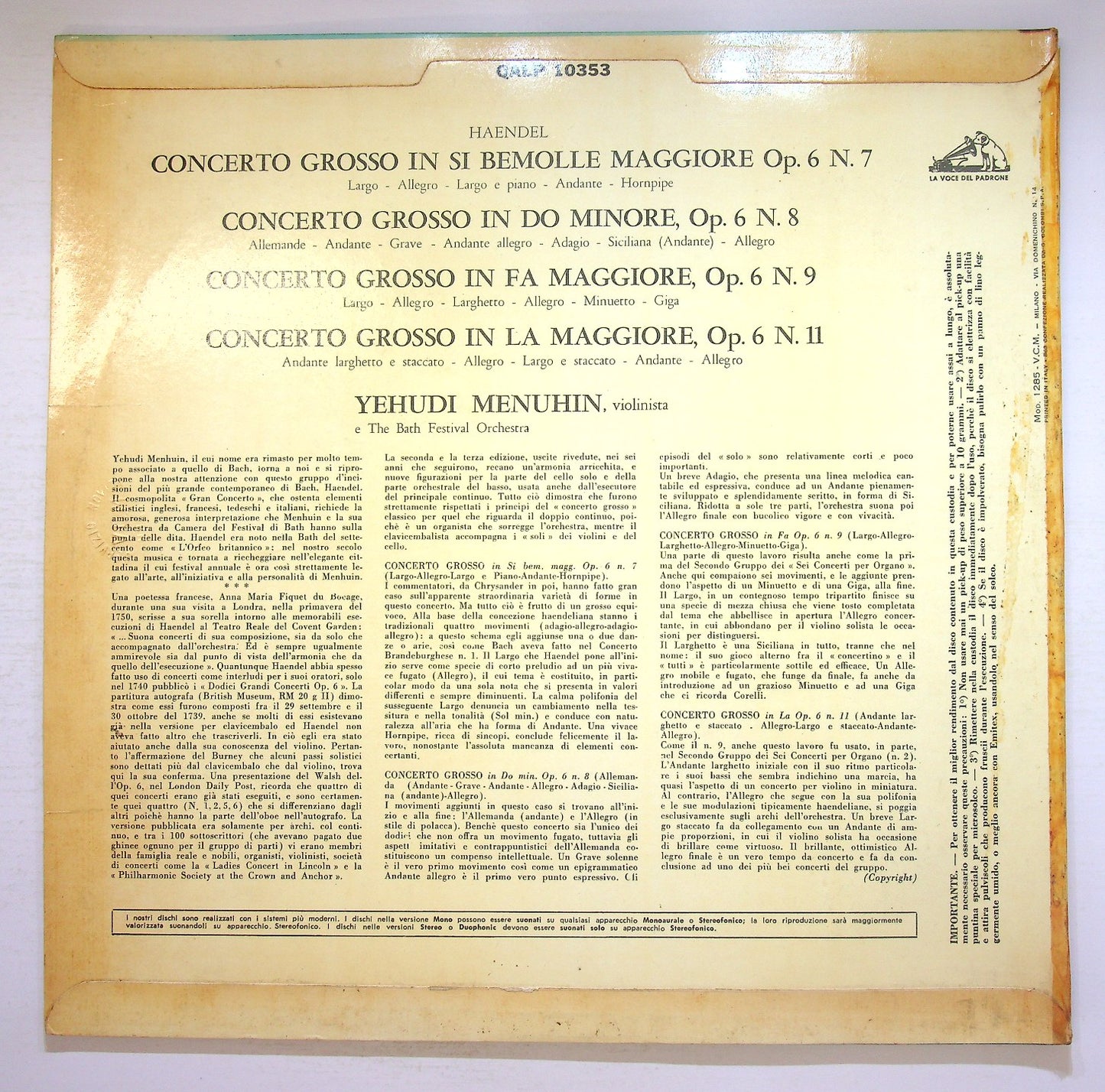 EBOND Handel The Twelve Concerti Grossi, Op. 6 Vinile V127054