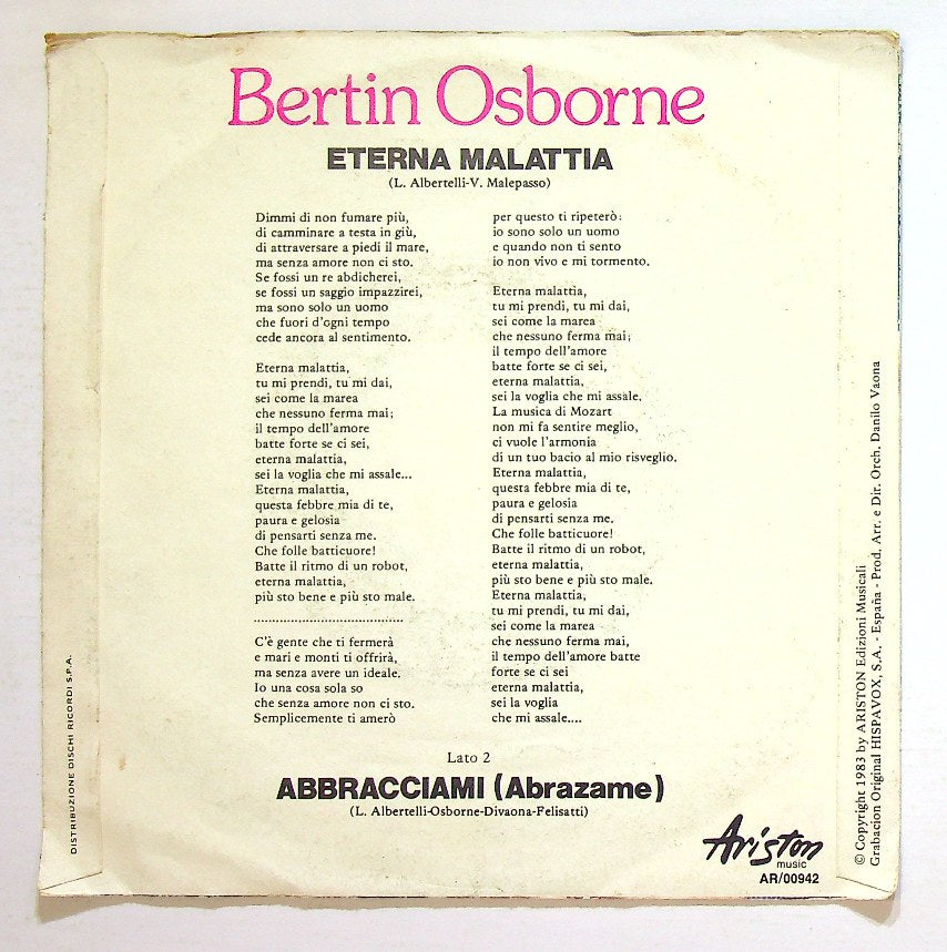 EBOND Bertin Osborne - Eterna Malattia Vinile V130098