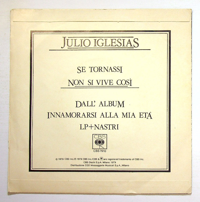 EBOND Julio Iglesias - Se Tornassi Vinile V130113