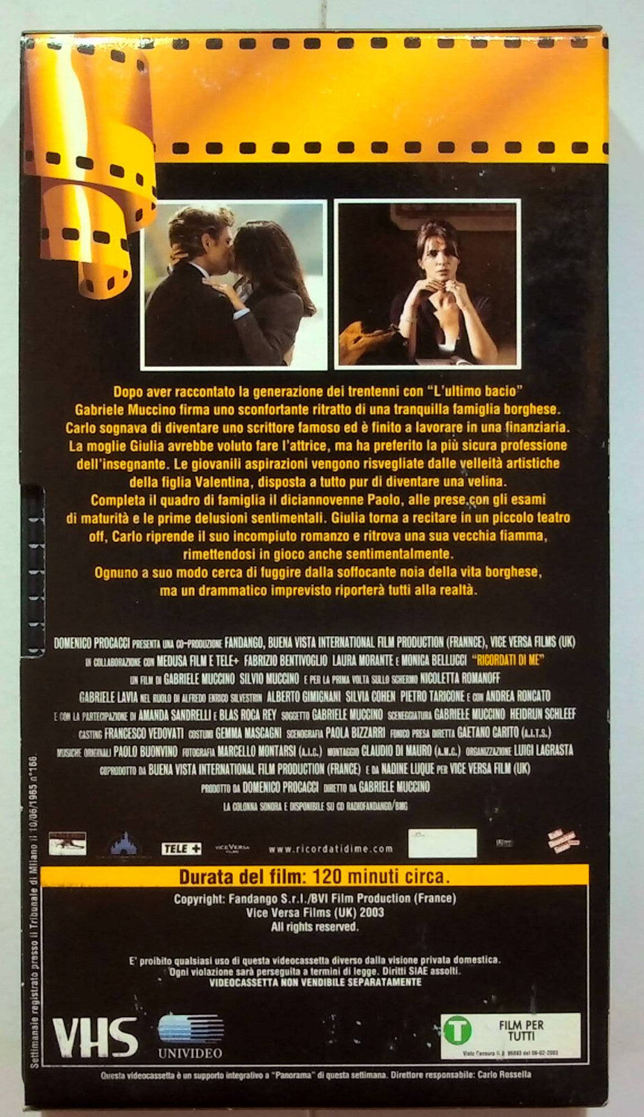 EBOND Ricordati Di Me Editoriale VHS VH000255