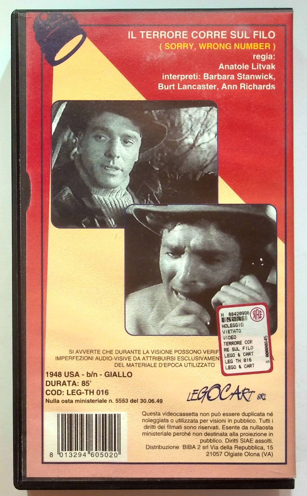 EBOND Il Terrore Corre Sul Filo VHS VH000476