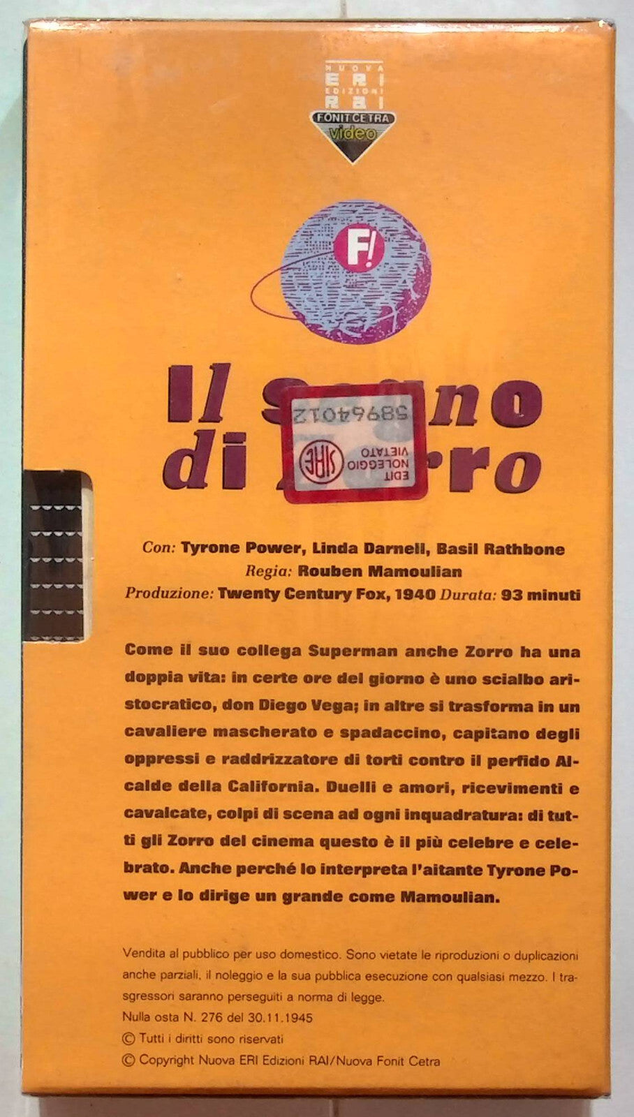 EBOND Il Segno Di Zorro VHS VH000635